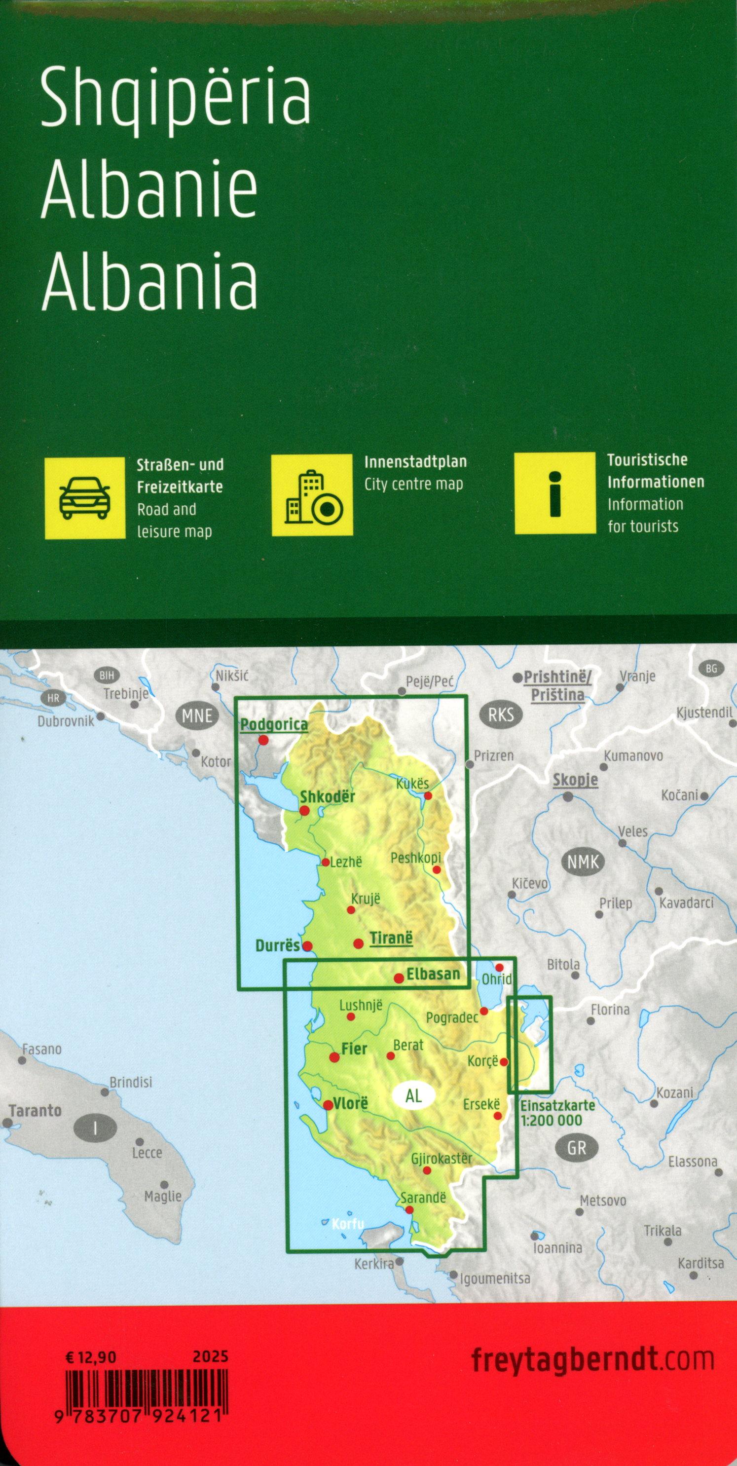 Beispielinhalt (Bild) Albanien, Straßen- und Freizeitkarte 1:150.000, freytag & berndt