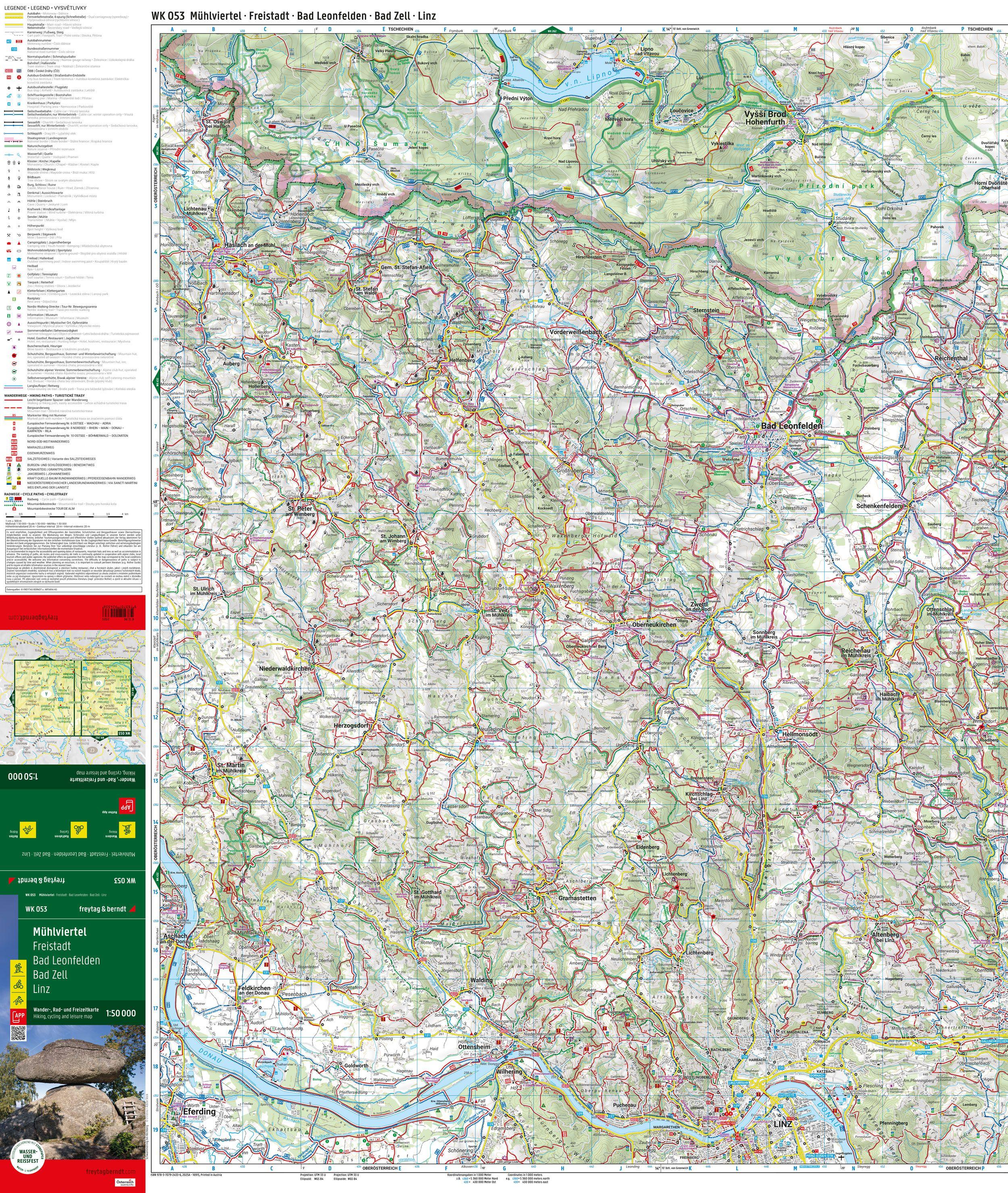Beispielinhalt (Bild) Mühlviertel, Wander-, Rad- und Freizeitkarte 1:50.000, freytag & berndt, WK 053