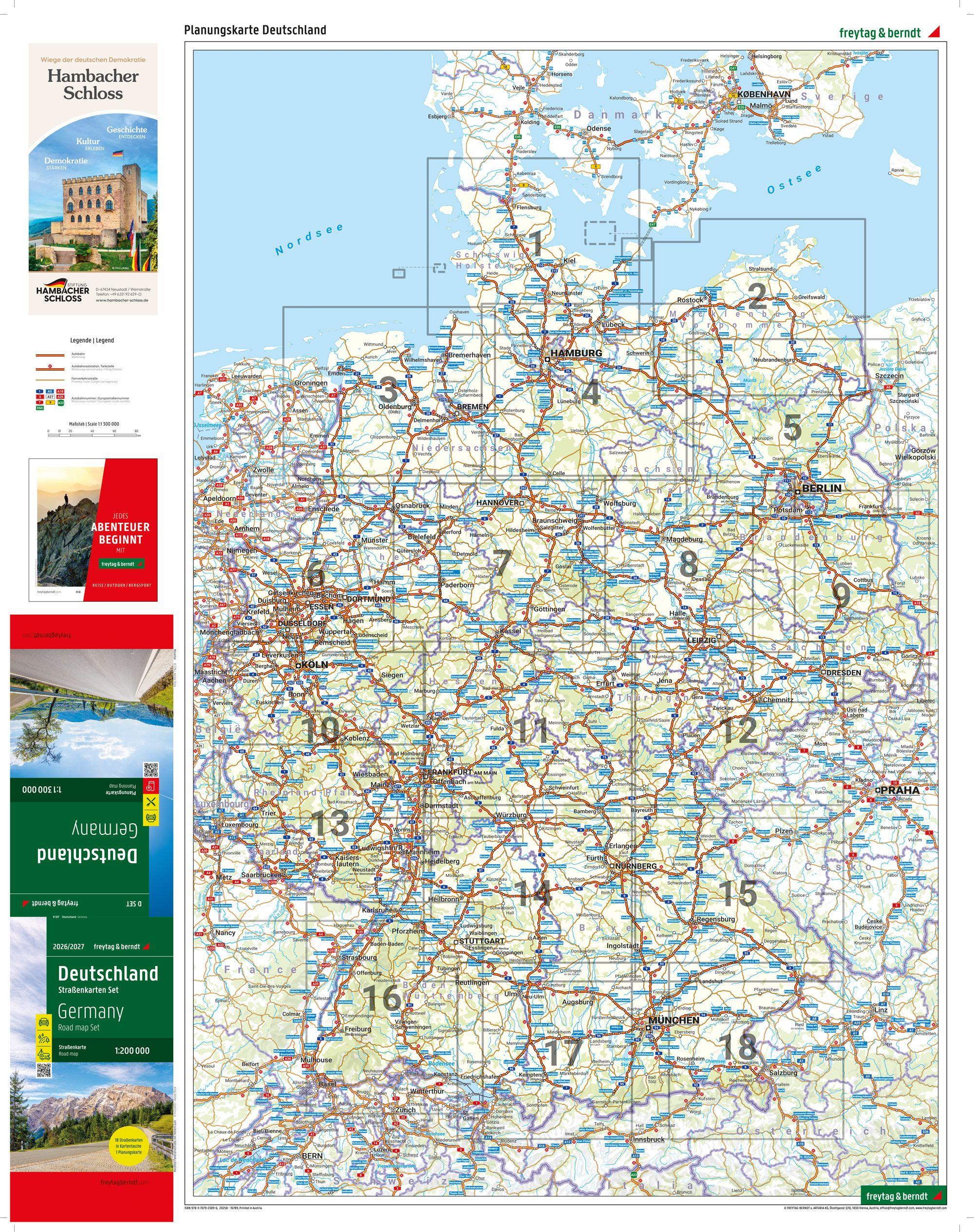 Beispielinhalt (Bild) freytag & berndt Straßenkarte Deutschland Set 2026/2027 1:200.000
