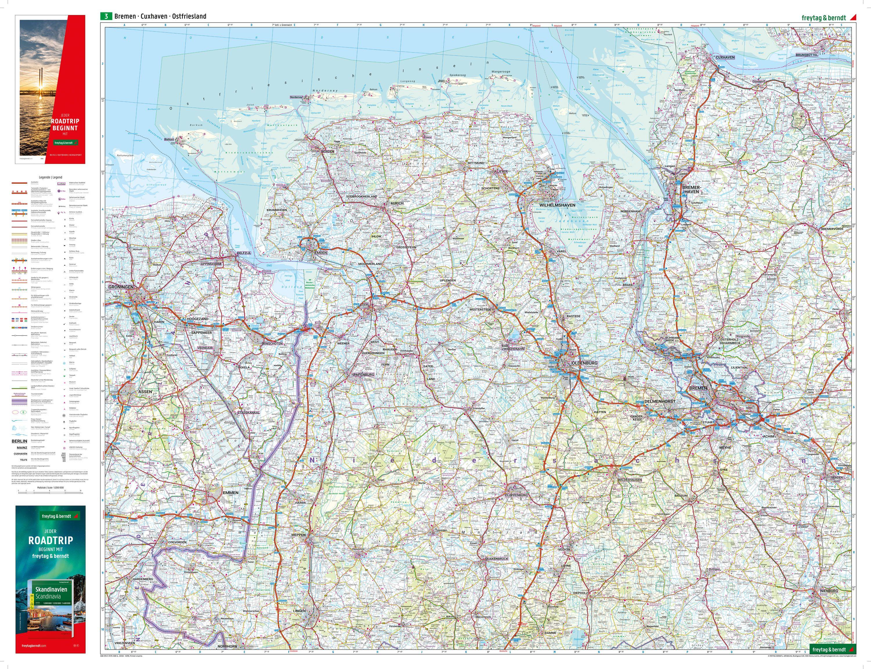 Beispielinhalt (Bild) freytag & berndt Straßenkarte Deutschland Set 2026/2027 1:200.000