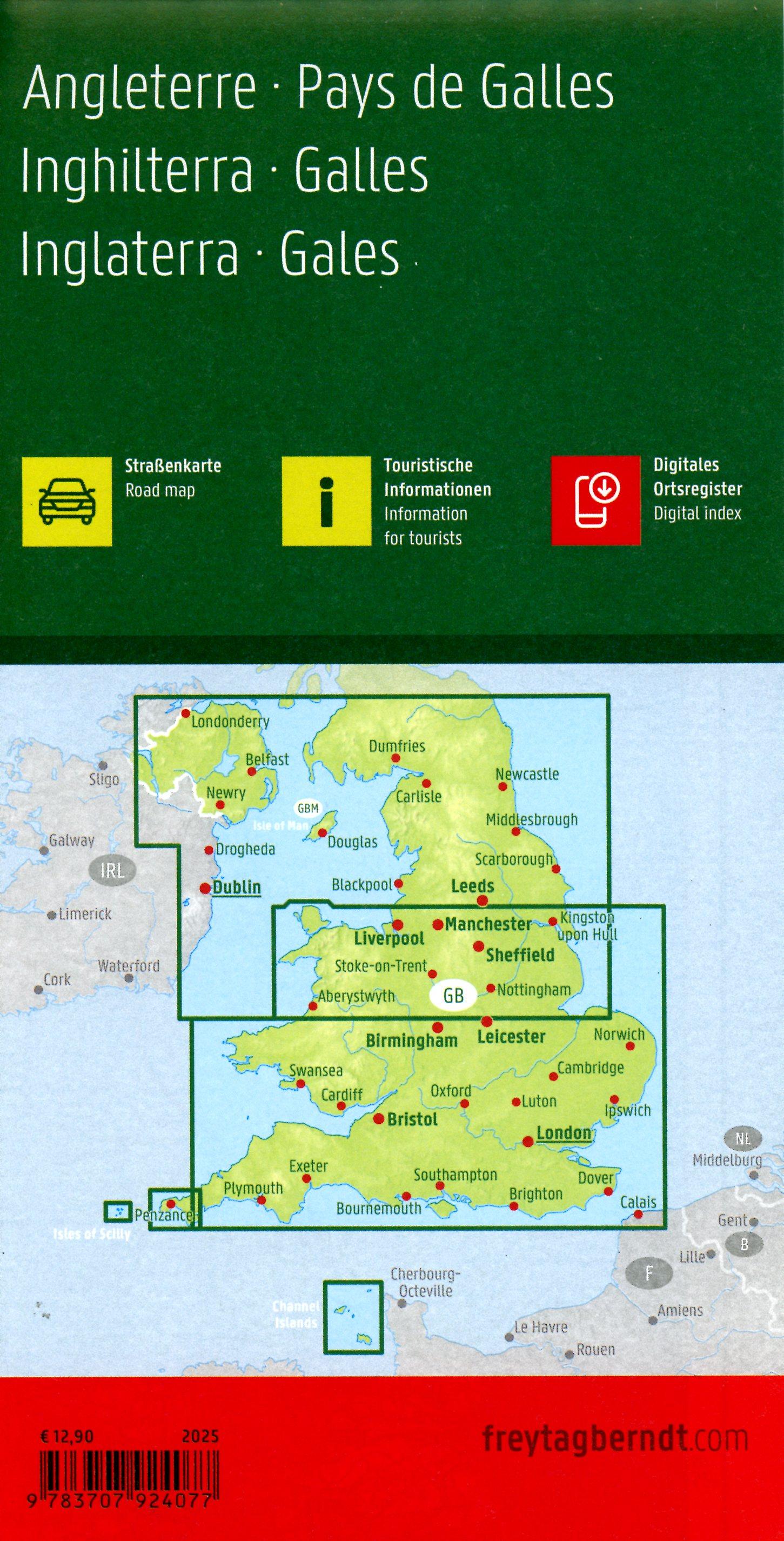 Beispielinhalt (Bild) England - Wales, Straßenkarte 1:400.000, freytag & berndt
