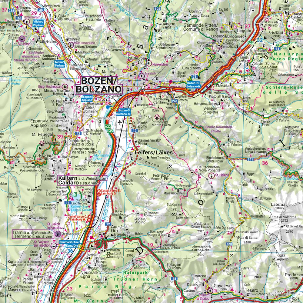Beispielinhalt (Bild) Trentino-Südtirol - Venetien, Straßen- und Freizeitkarte 1:200.000, freytag & berndt