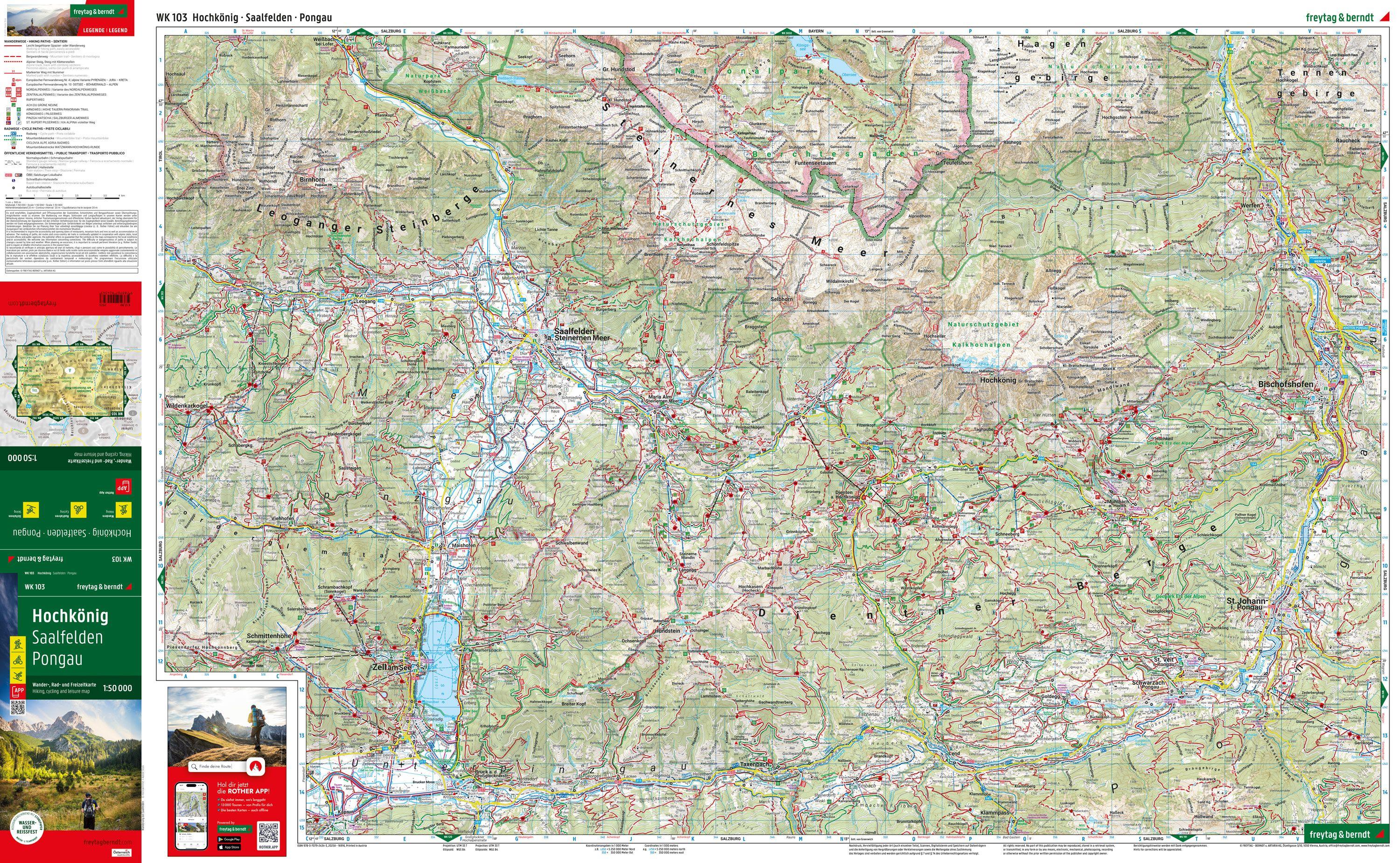 Beispielinhalt (Bild) Hochkönig, Wander-, Rad- und Freizeitkarte 1:50.000, freytag & berndt, WK 103