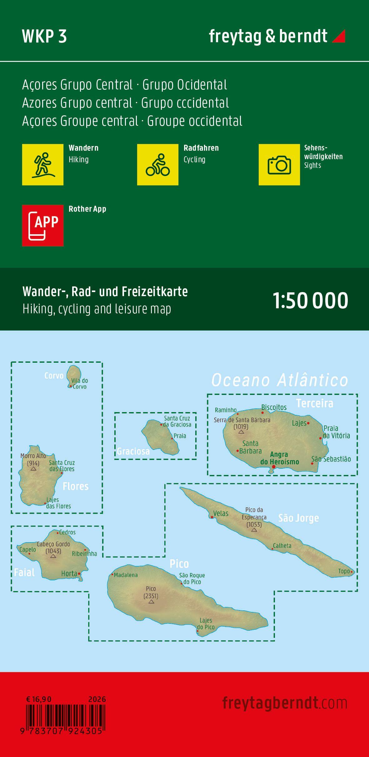 Beispielinhalt (Bild) Azoren, Wander-, Rad- und Freizeitkarte 1:50.000, freytag & berndt