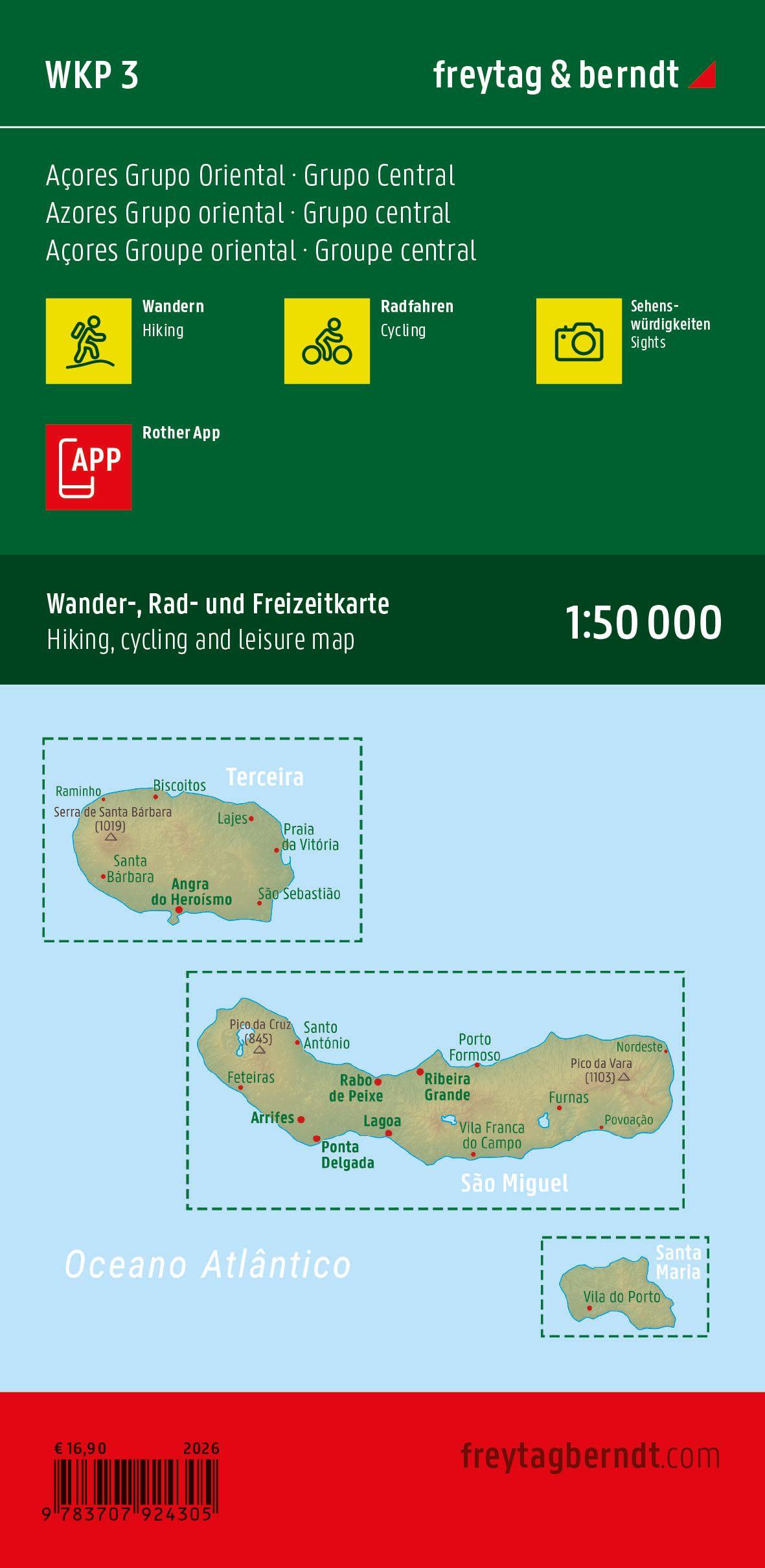Beispielinhalt (Bild) Azoren, Wander-, Rad- und Freizeitkarte 1:50.000, freytag & berndt