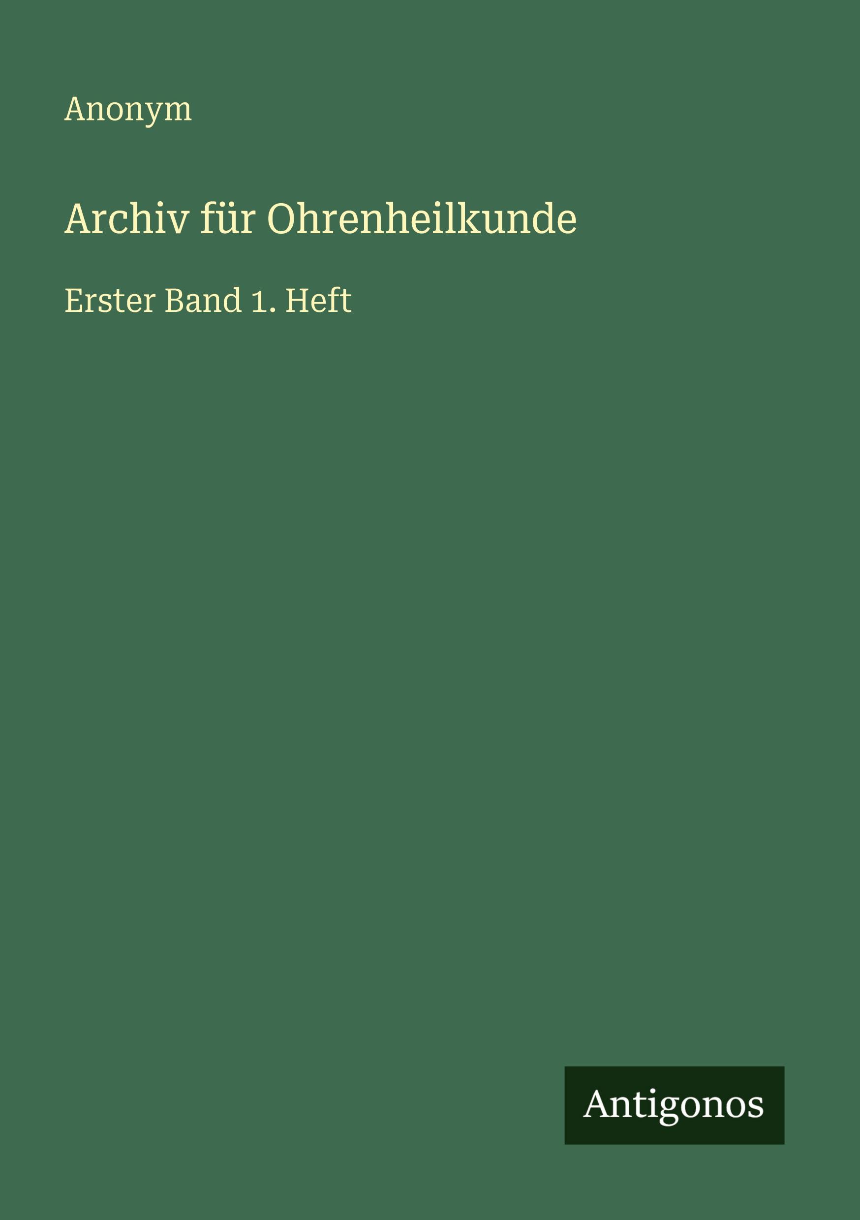 Vorderes Coverbild Archiv für Ohrenheilkunde
