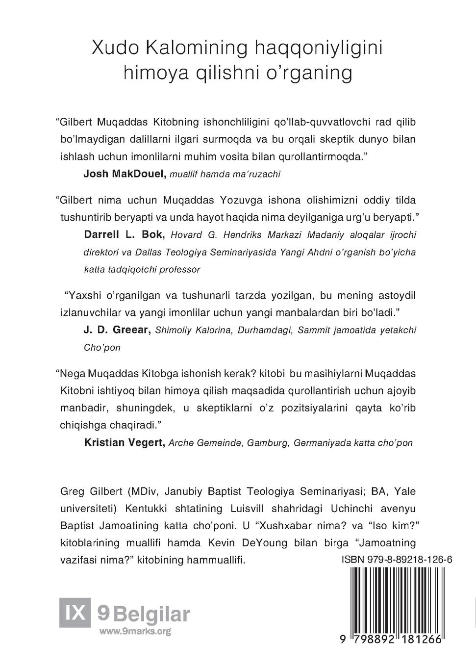 Rückseitencover Why Trust the Bible? / Nima uchun Muqaddas Kitobga ishonish kerak?