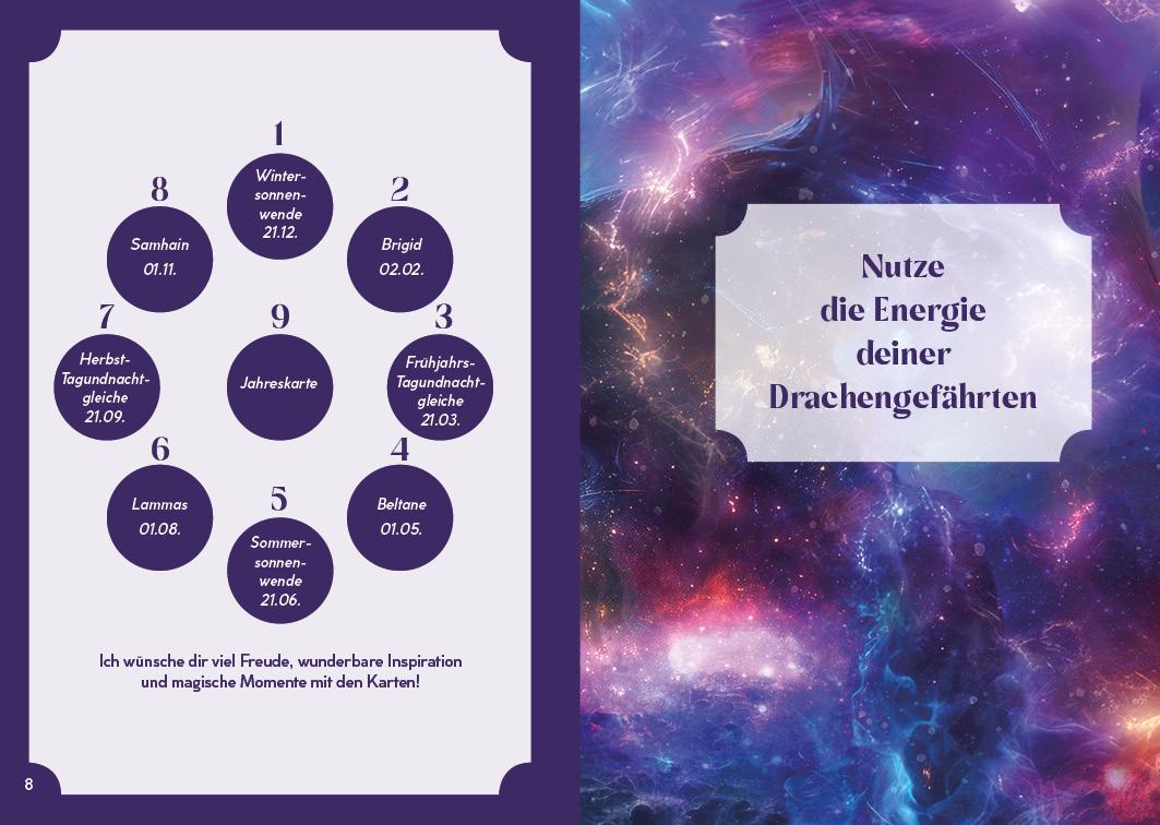 Beispielinhalt (Bild) Orakel-Kartenset: Drachen-Orakel | Nutze die Energie deiner Drachengefährten und spüre die Kraft des Universums