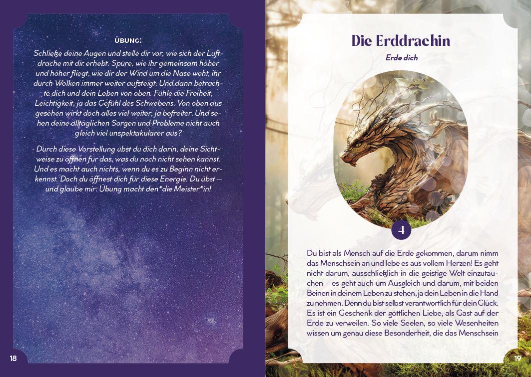 Beispielinhalt (Bild) Orakel-Kartenset: Drachen-Orakel | Nutze die Energie deiner Drachengefährten und spüre die Kraft des Universums