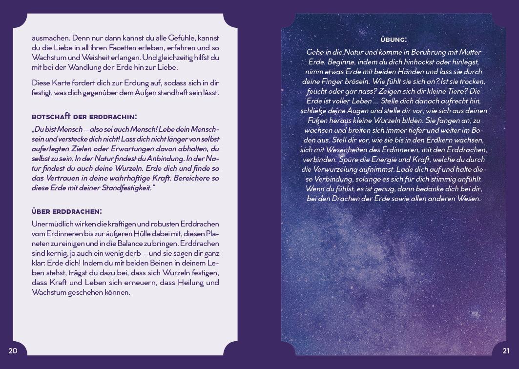 Beispielinhalt (Bild) Orakel-Kartenset: Drachen-Orakel | Nutze die Energie deiner Drachengefährten und spüre die Kraft des Universums