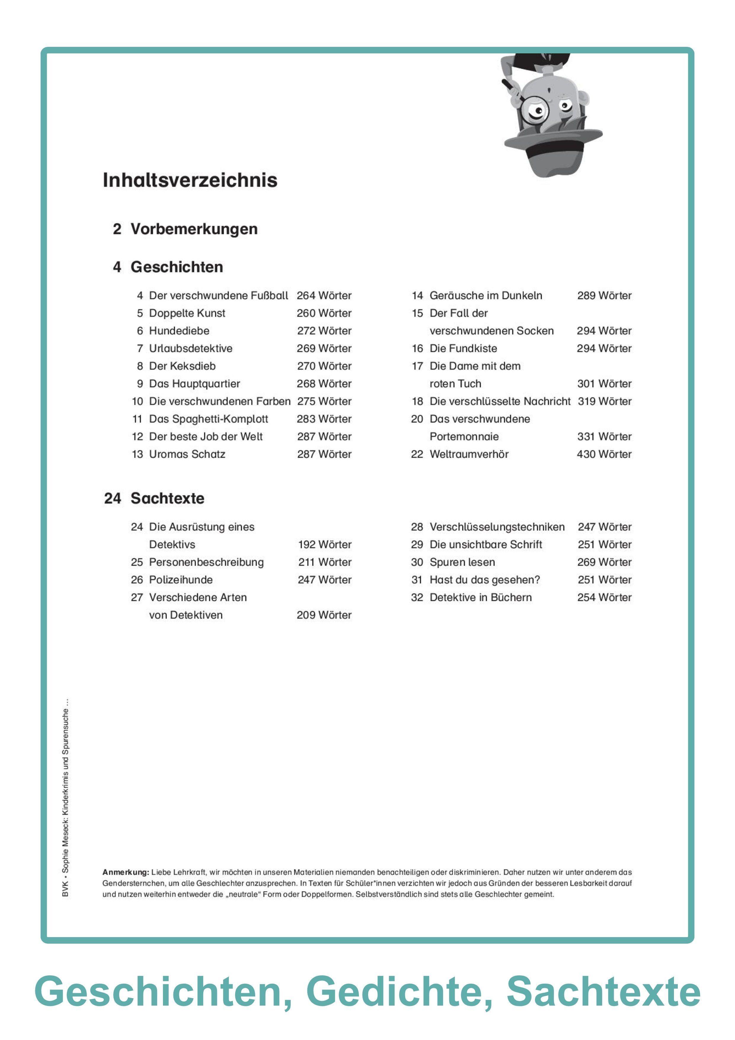 Beispielinhalt (Bild) Kinderkrimis und Spurensuche - Detektivgeschichten gemeinsam im Lesetandem lesen