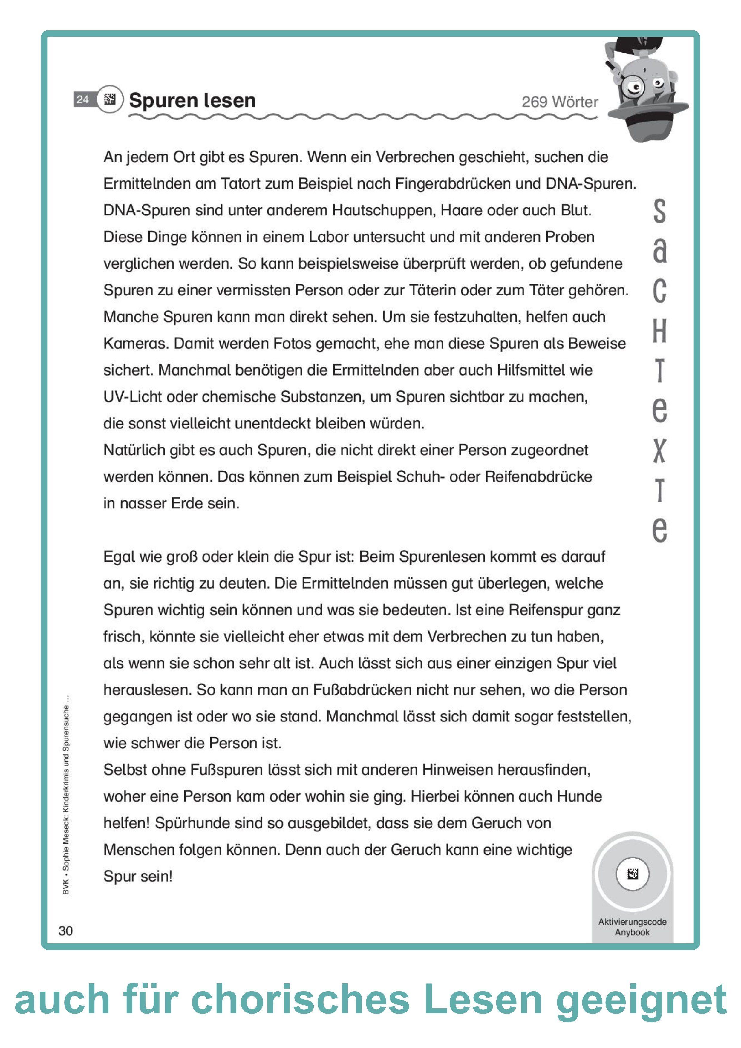 Beispielinhalt (Bild) Kinderkrimis und Spurensuche - Detektivgeschichten gemeinsam im Lesetandem lesen