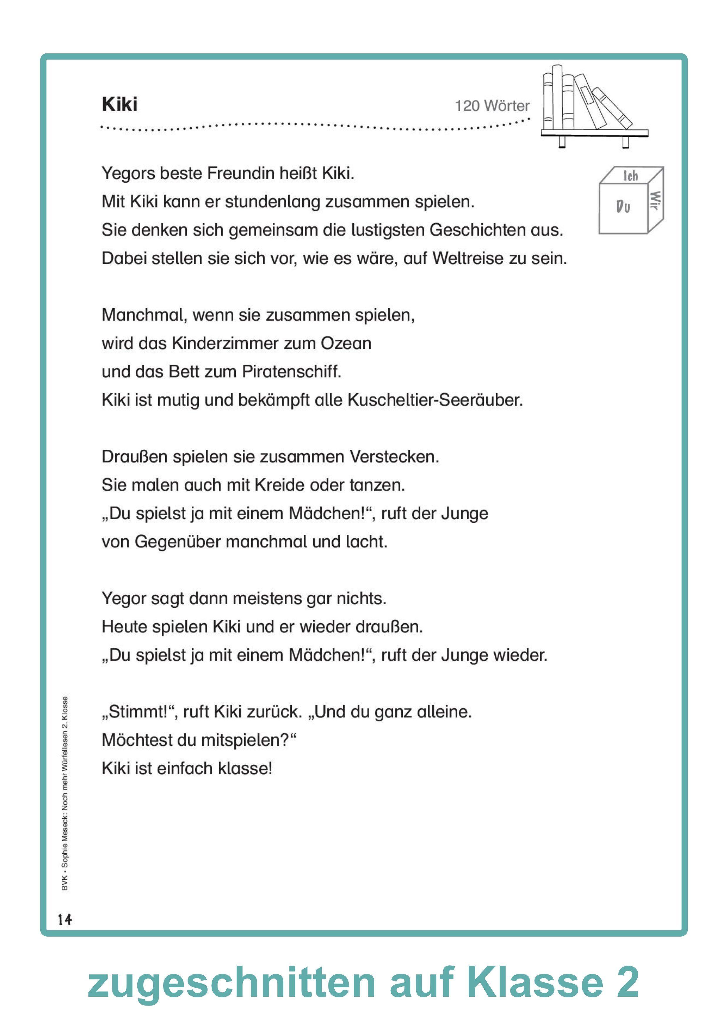 Beispielinhalt (Bild) Noch mehr Würfellesen 2. Klasse