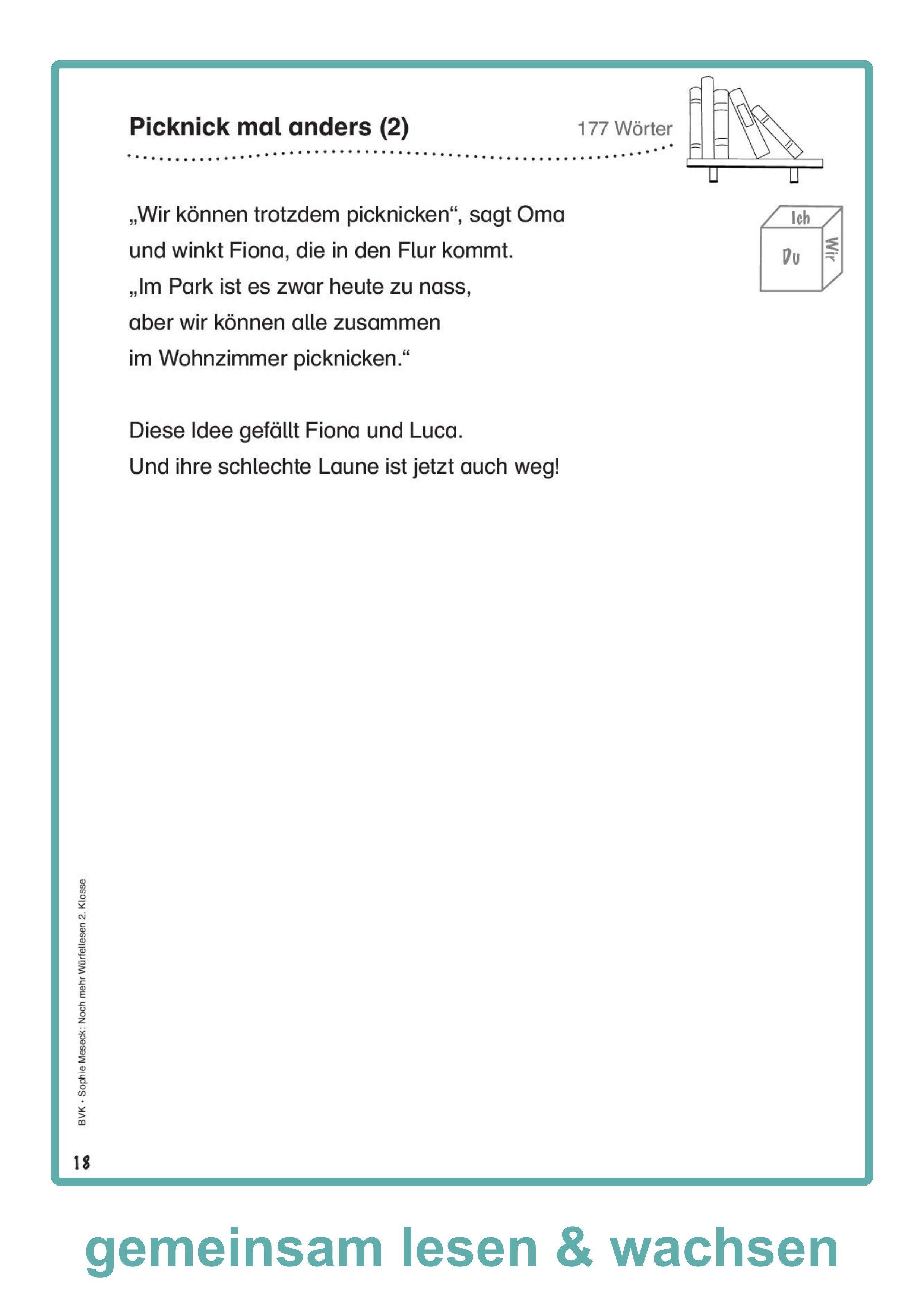 Beispielinhalt (Bild) Noch mehr Würfellesen 2. Klasse