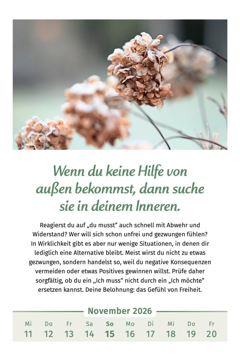Beispielinhalt (Bild) Der Lebensfreude-Kalender 2026