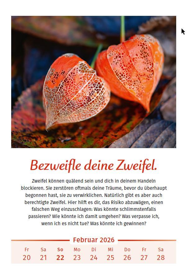 Beispielinhalt (Bild) Der Lebensfreude-Kalender 2026 im Großformat