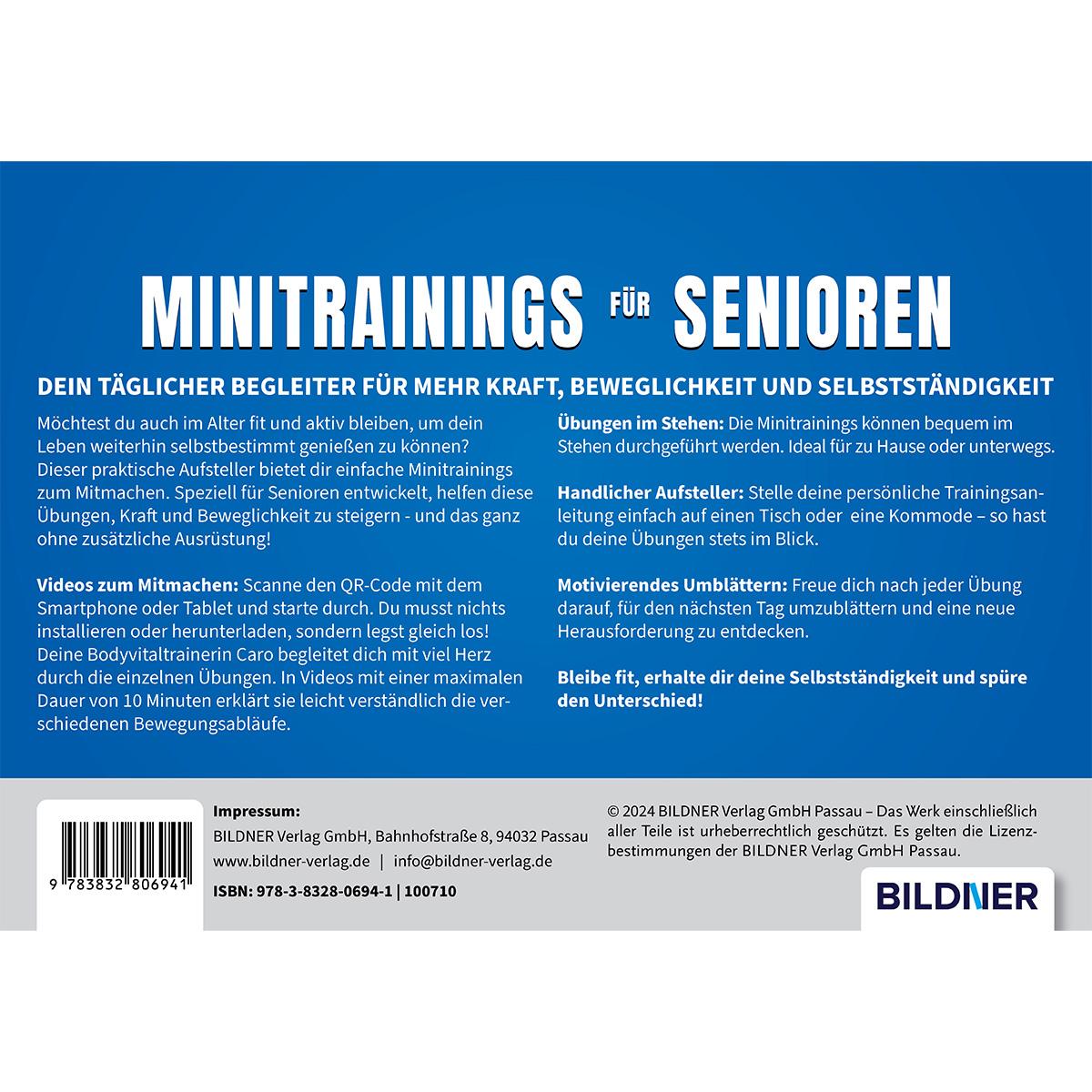 Rückseitencover Minitrainings für Senioren - Videoanleitungen zum Mitmachen