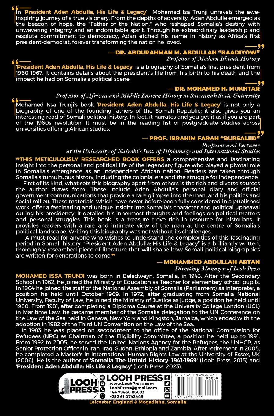 Rückseitencover President Aden Abdulla