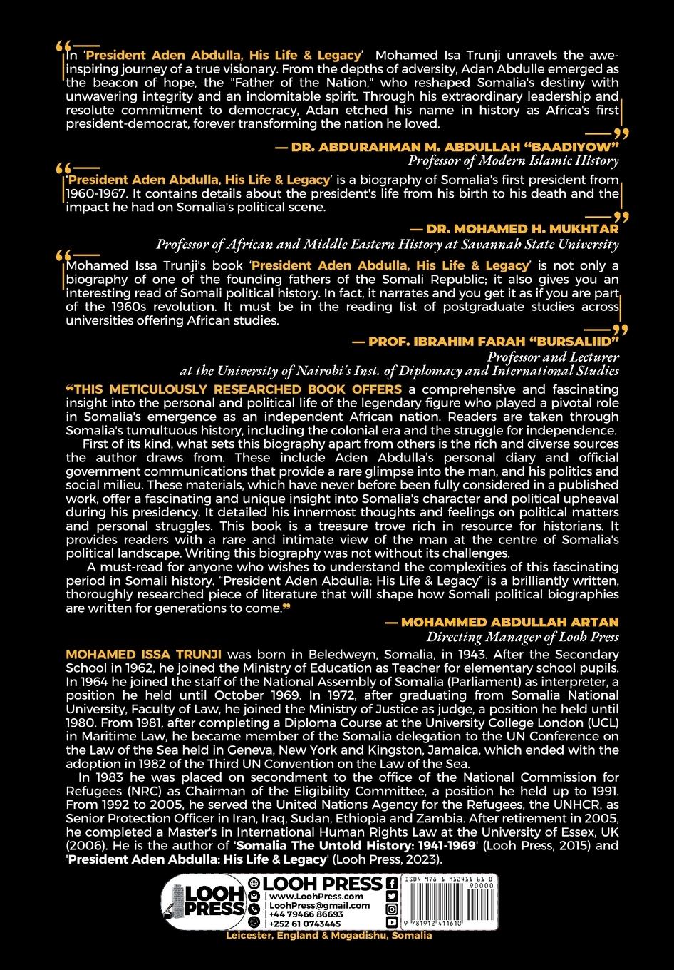 Rückseitencover President Aden Abdulla