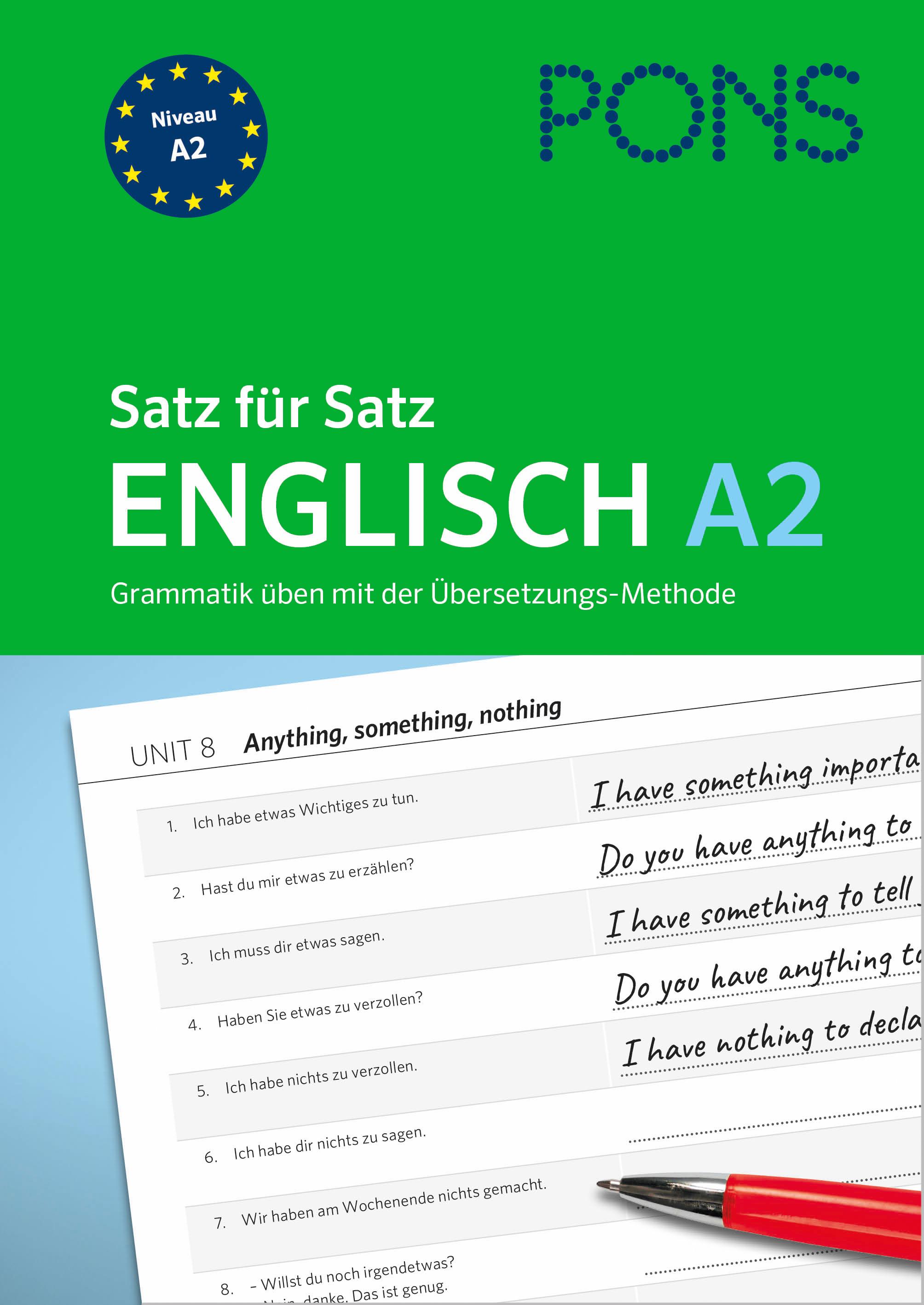 Vorderes Coverbild PONS Satz für Satz Englisch A2