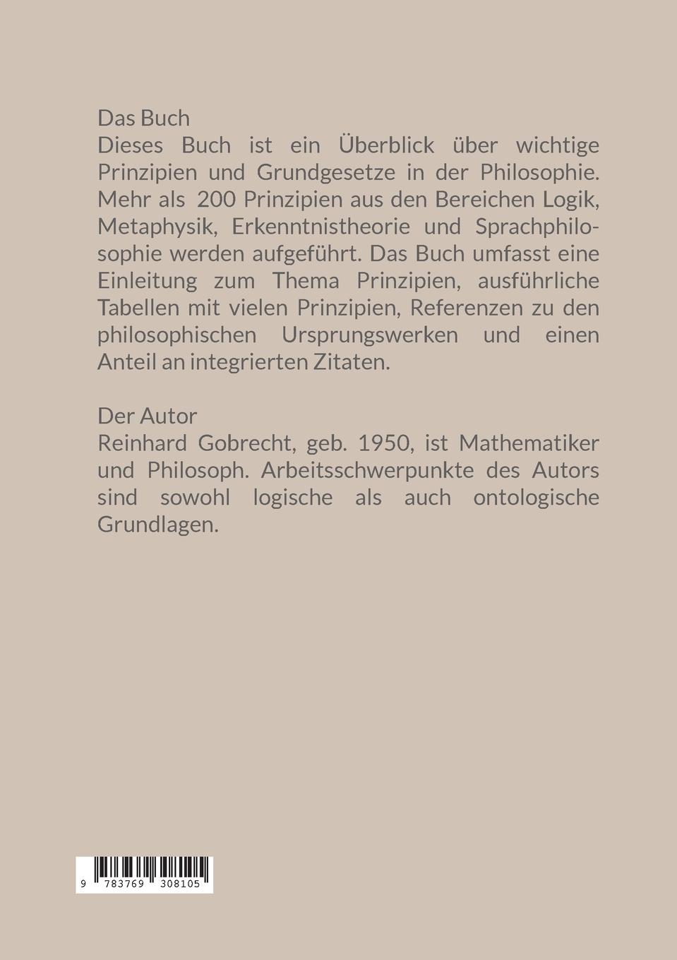 Rückseitencover Prinzipien in der Philosophie