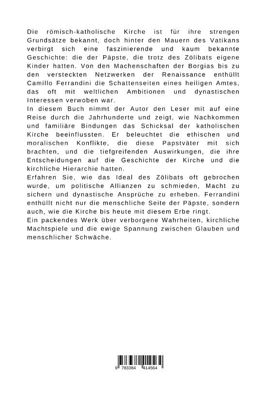 Rückseitencover Vom Zölibat zum Erbe:  Die verschwiegene Geschichte der Papstfamilien