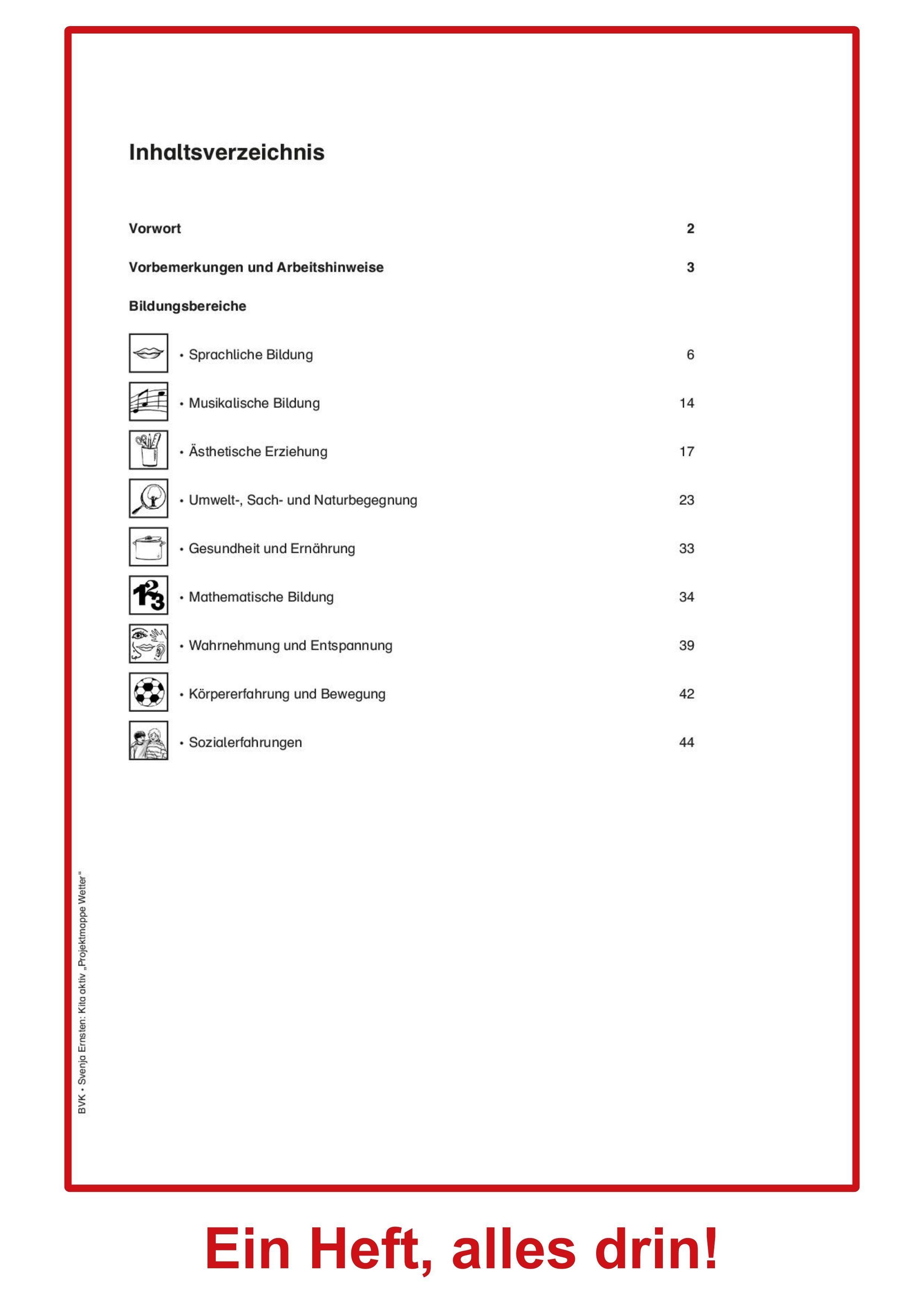 Beispielinhalt (Bild) Kita aktiv Projektmappe Wetter