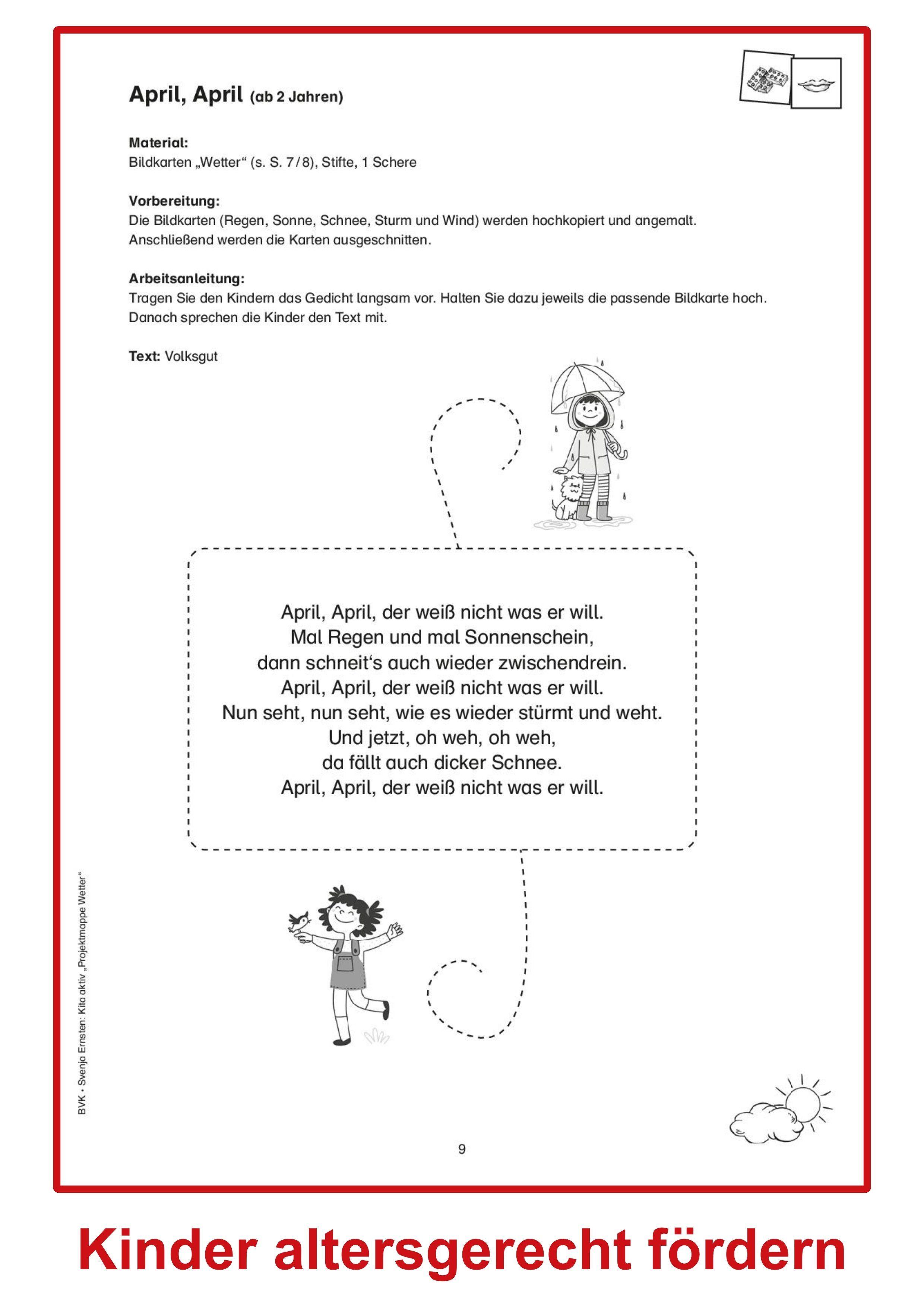 Beispielinhalt (Bild) Kita aktiv Projektmappe Wetter