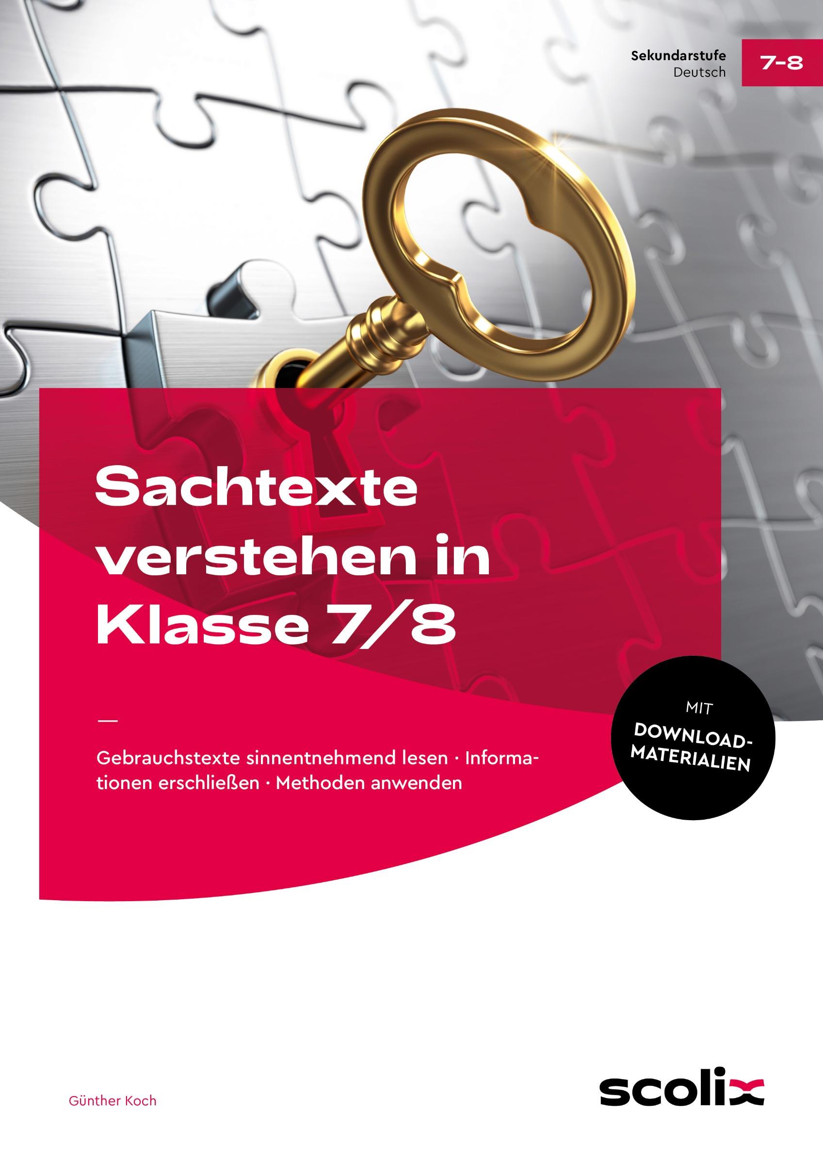 Vorderes Coverbild Sachtexte verstehen in Klasse 7/8