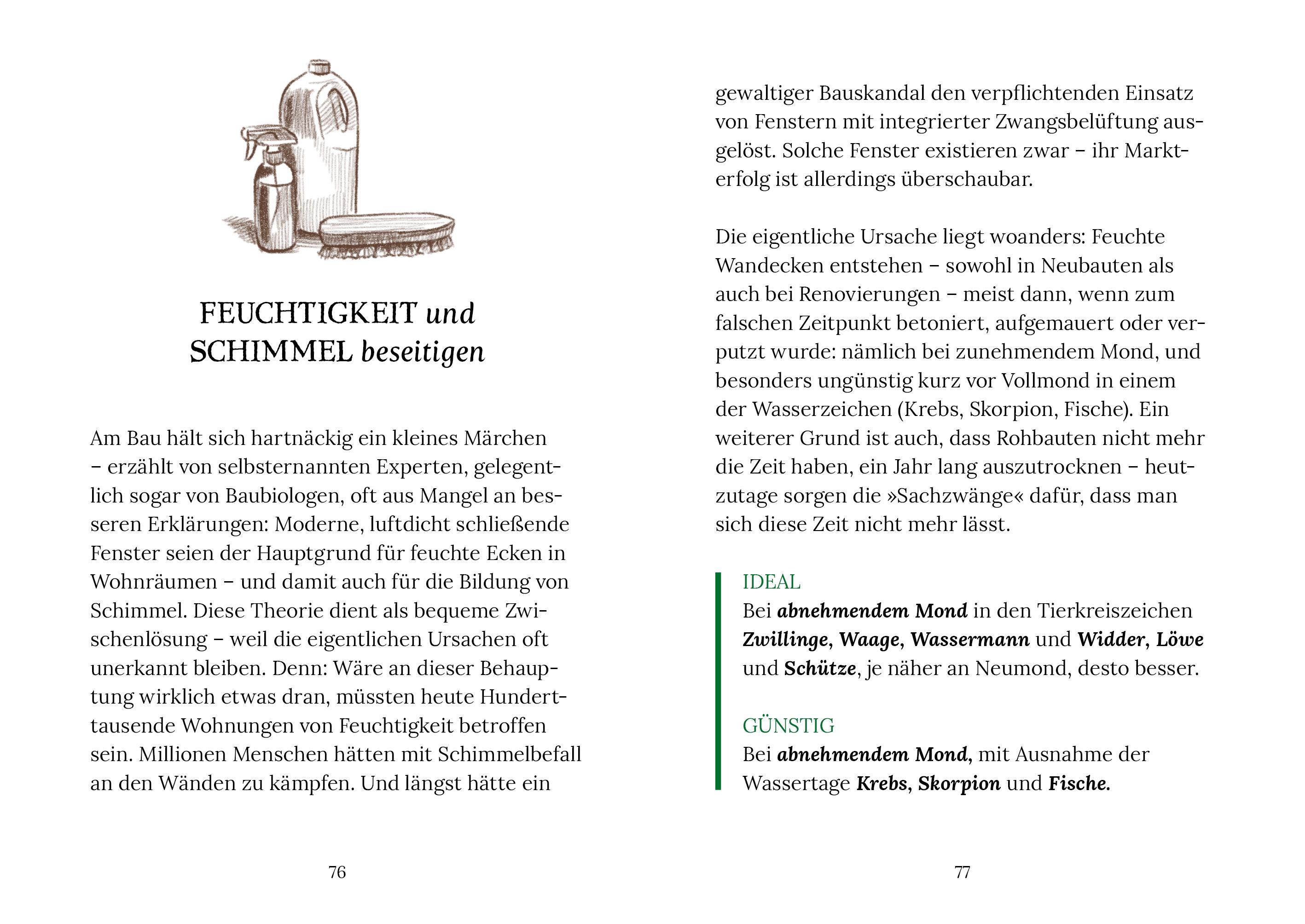 Beispielinhalt (Bild) Heimwerken, Hausbau und Holzgewinnung mit dem Mond