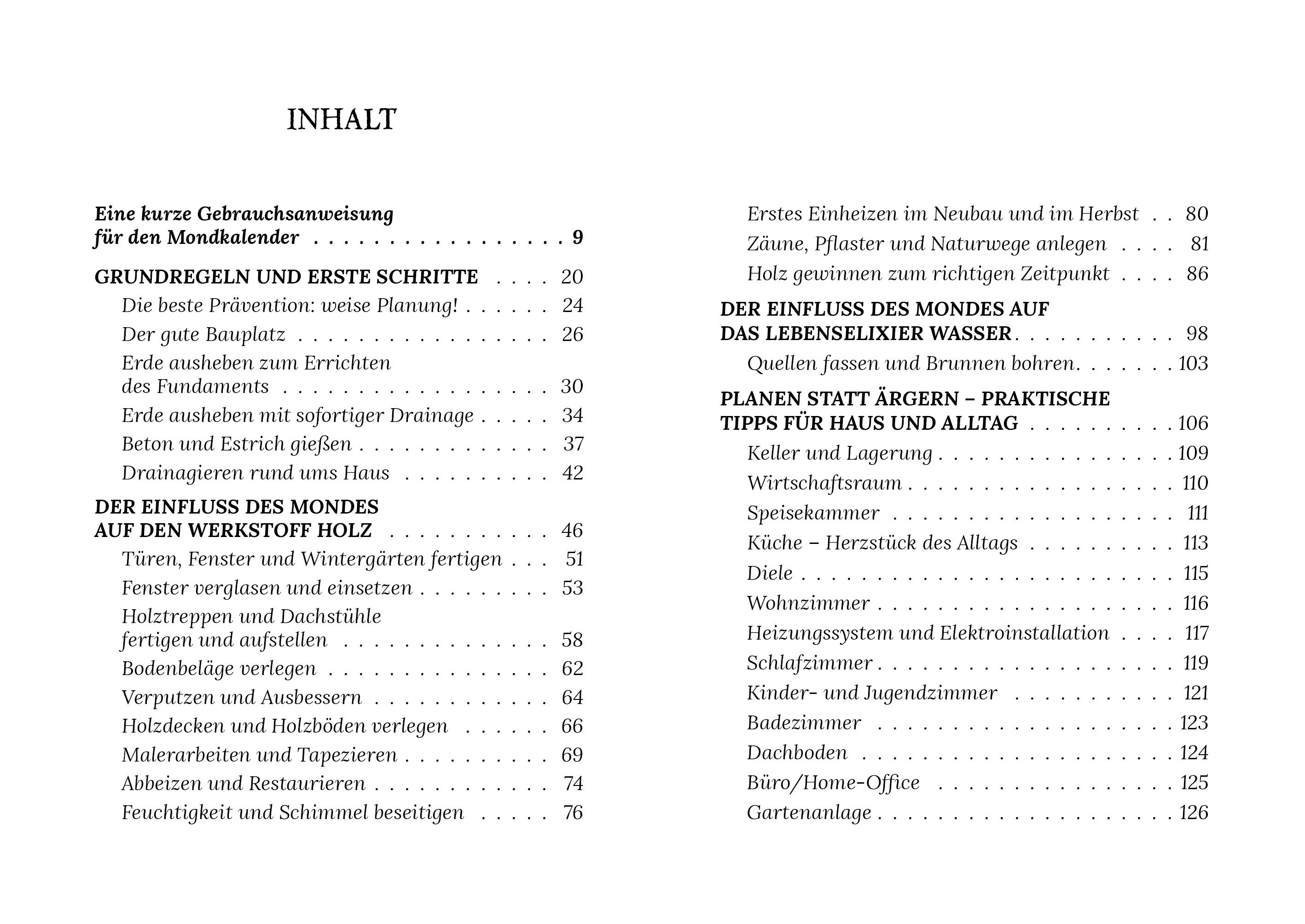 Beispielinhalt (Bild) Heimwerken, Hausbau und Holzgewinnung mit dem Mond