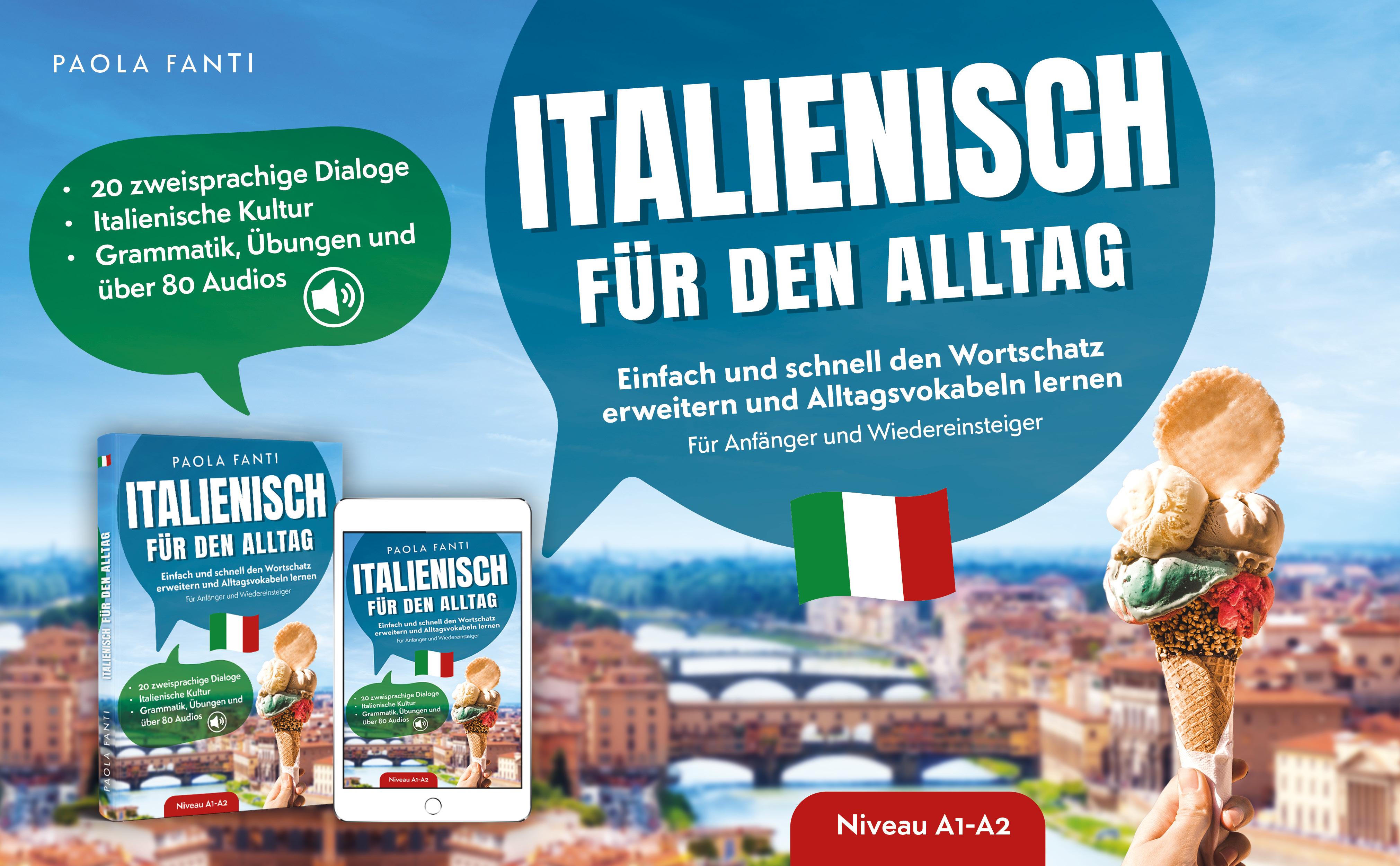 Beispielinhalt (Bild) Italienisch für den Alltag | Einfach und schnell den Wortschatz erweitern und Alltagsvokabeln lernen | Für Anfänger und Wiedereinsteiger (A1-A2) | 20 zweisprachige Dialoge | Italienische Kultur | Grammatik, Übungen und über 80 Audiodateien