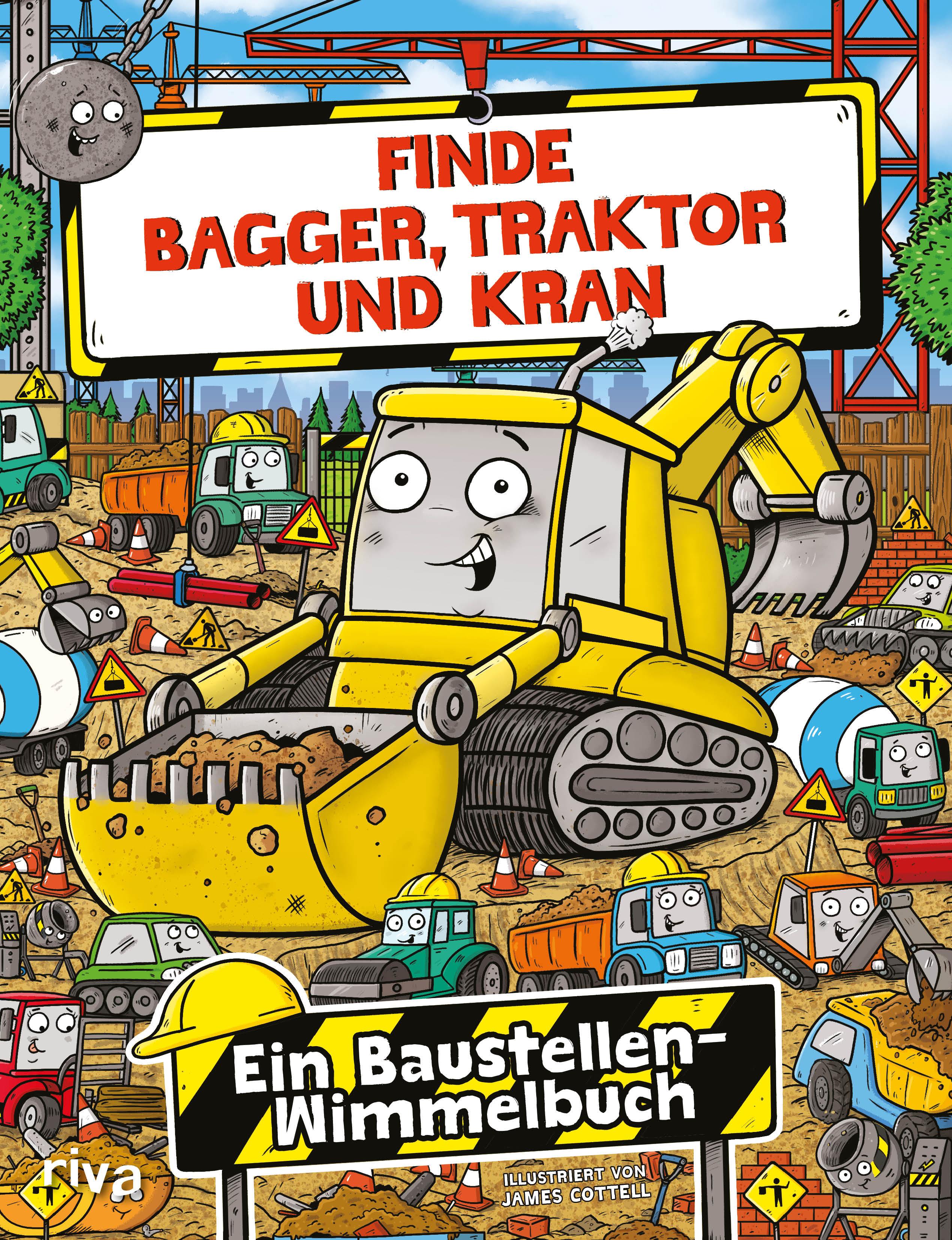 Vorderes Coverbild Finde Bagger, Traktor und Kran