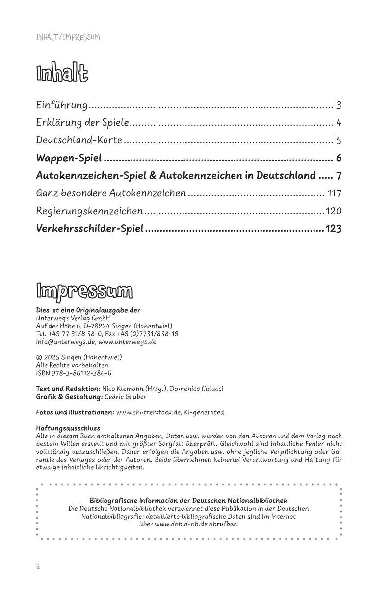 Beispielinhalt (Bild) Das große Autokennzeichen Mitmachbuch für Kinder