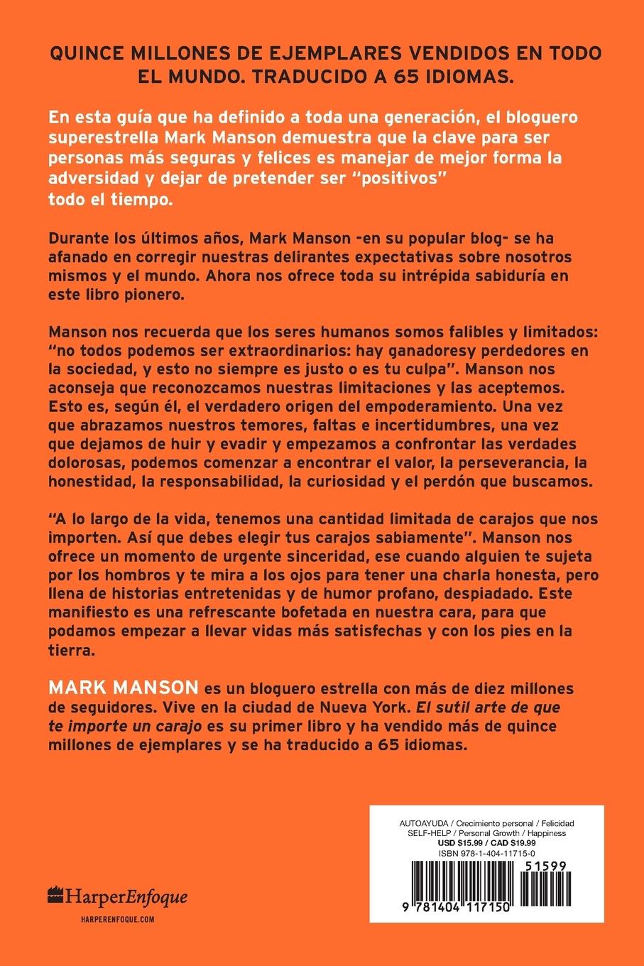 Rückseitencover El Sutil arte de que te importe un caraj*