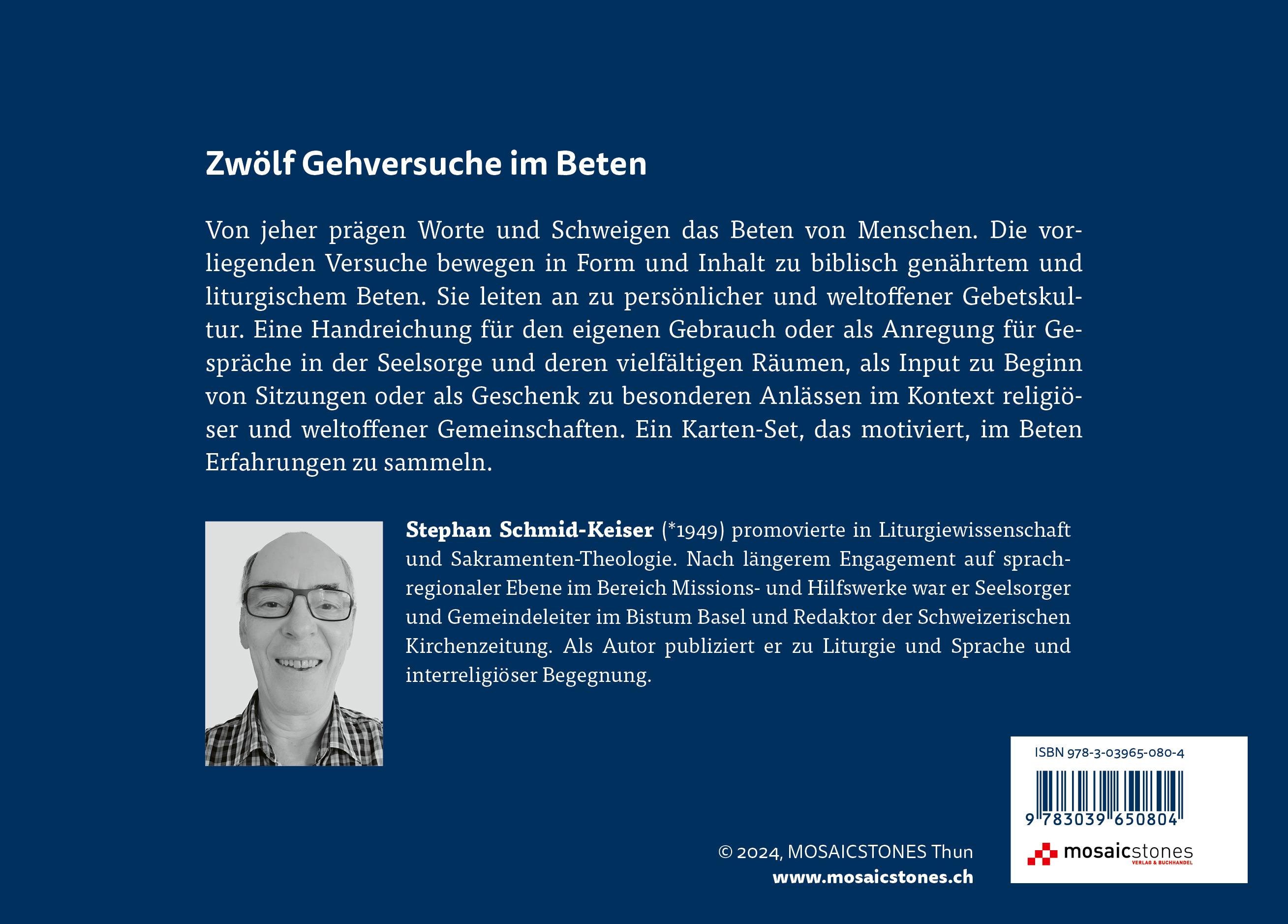 Rückseitencover Zwölf Gehversuche im Beten
