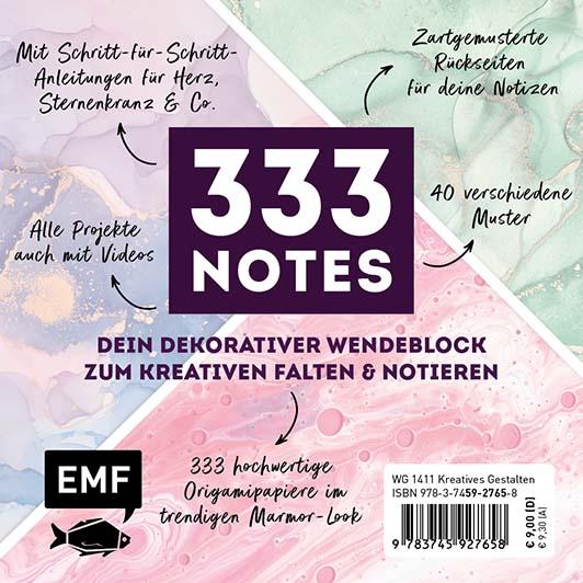 Rückseitencover 333 Origami Minis - Pouring Art - Dein dekorativer Wendeblock zum kreativen Falten & Notieren