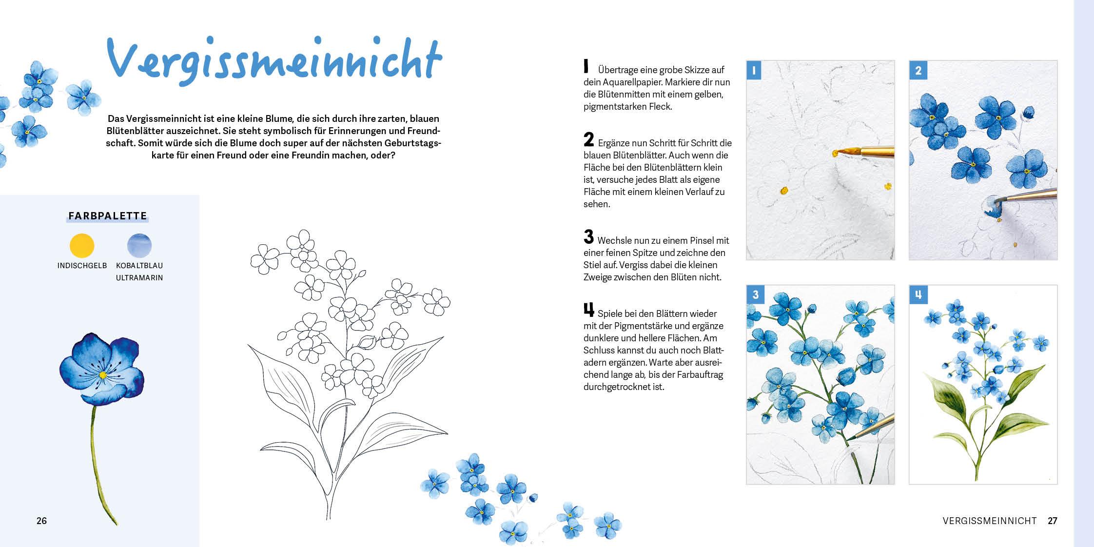 Beispielinhalt (Bild) Mini Watercolor - Blumen