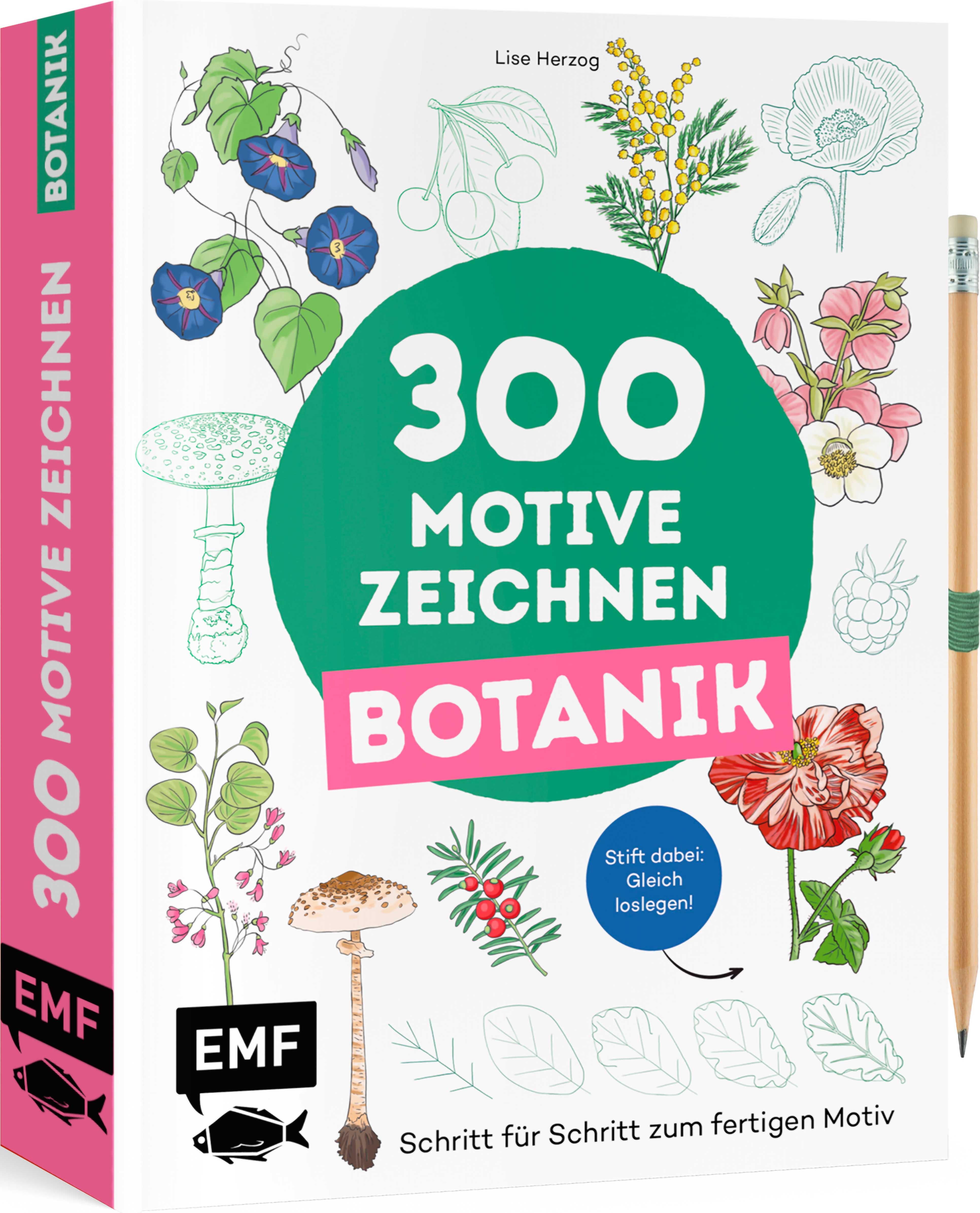 Vorderes Coverbild 300 Motive zeichnen - Botanik