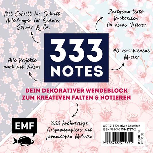Rückseitencover 333 Origami Minis - Kirschblütenfest - Dein dekorativer Wendeblock zum kreativen Falten & Notieren