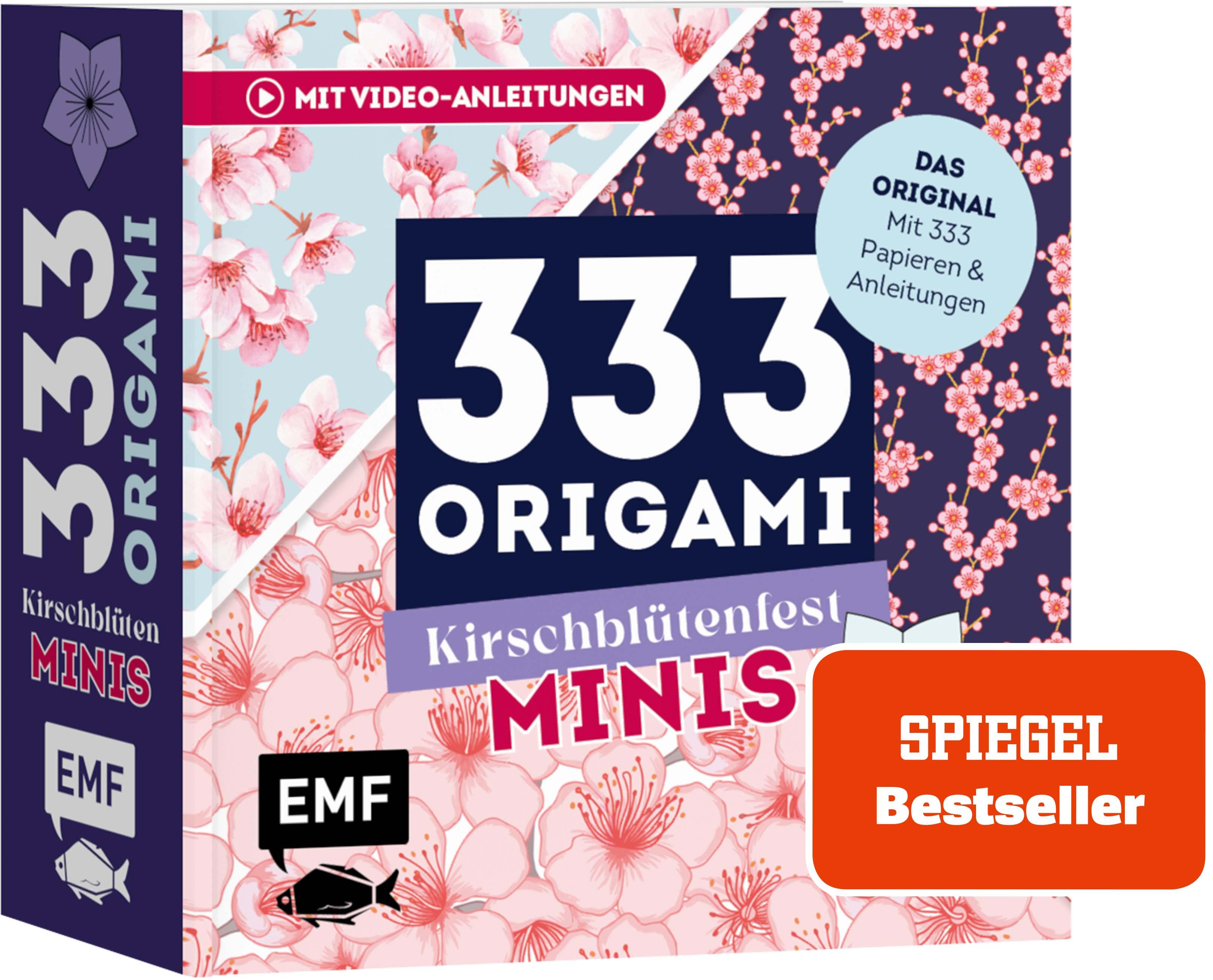 Vorderes Coverbild 333 Origami Minis - Kirschblütenfest - Dein dekorativer Wendeblock zum kreativen Falten & Notieren