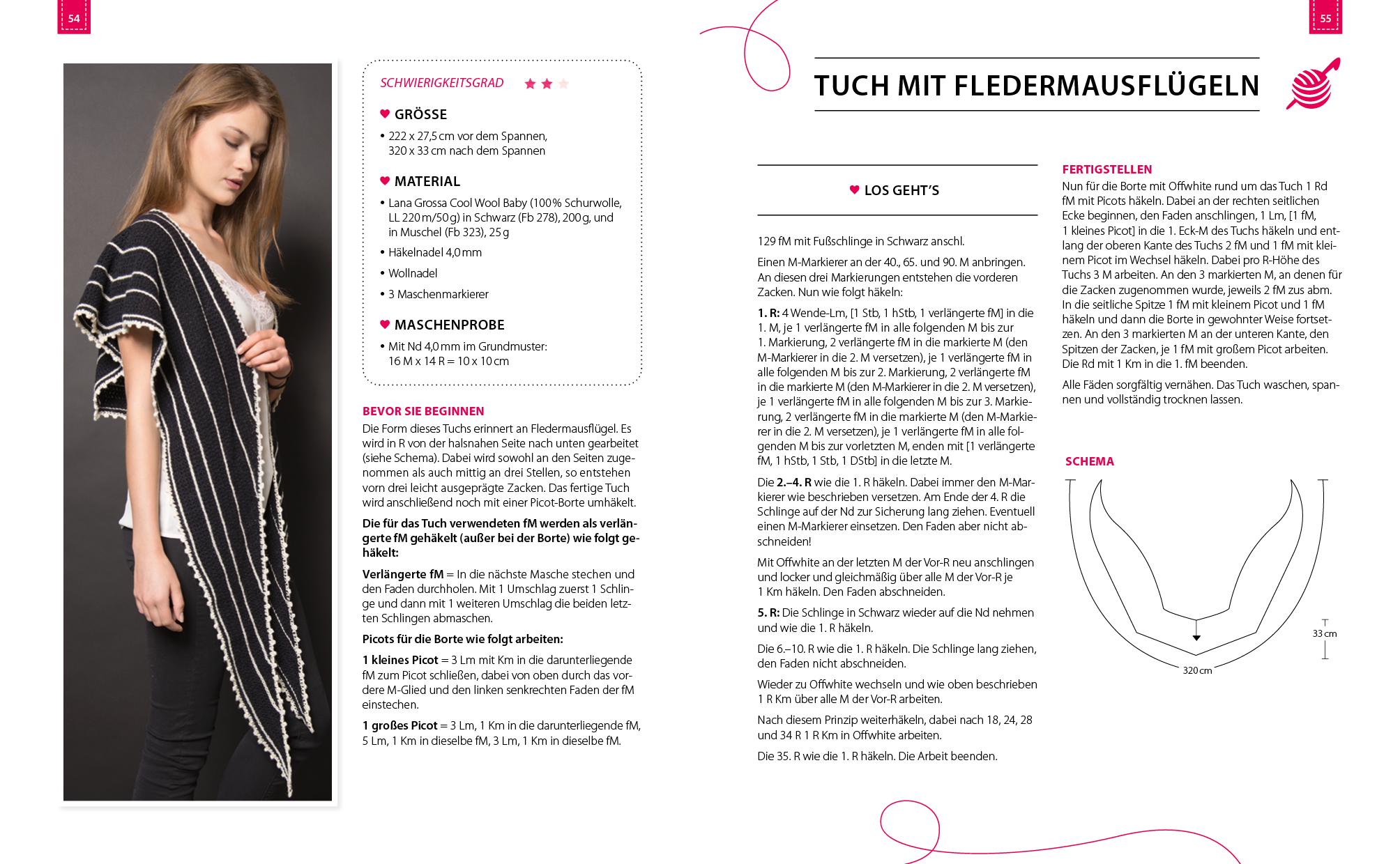 Beispielinhalt (Bild) Häkeln kompakt - Tücher häkeln. Mit Video-Anleitungen zu allen Grundtechniken