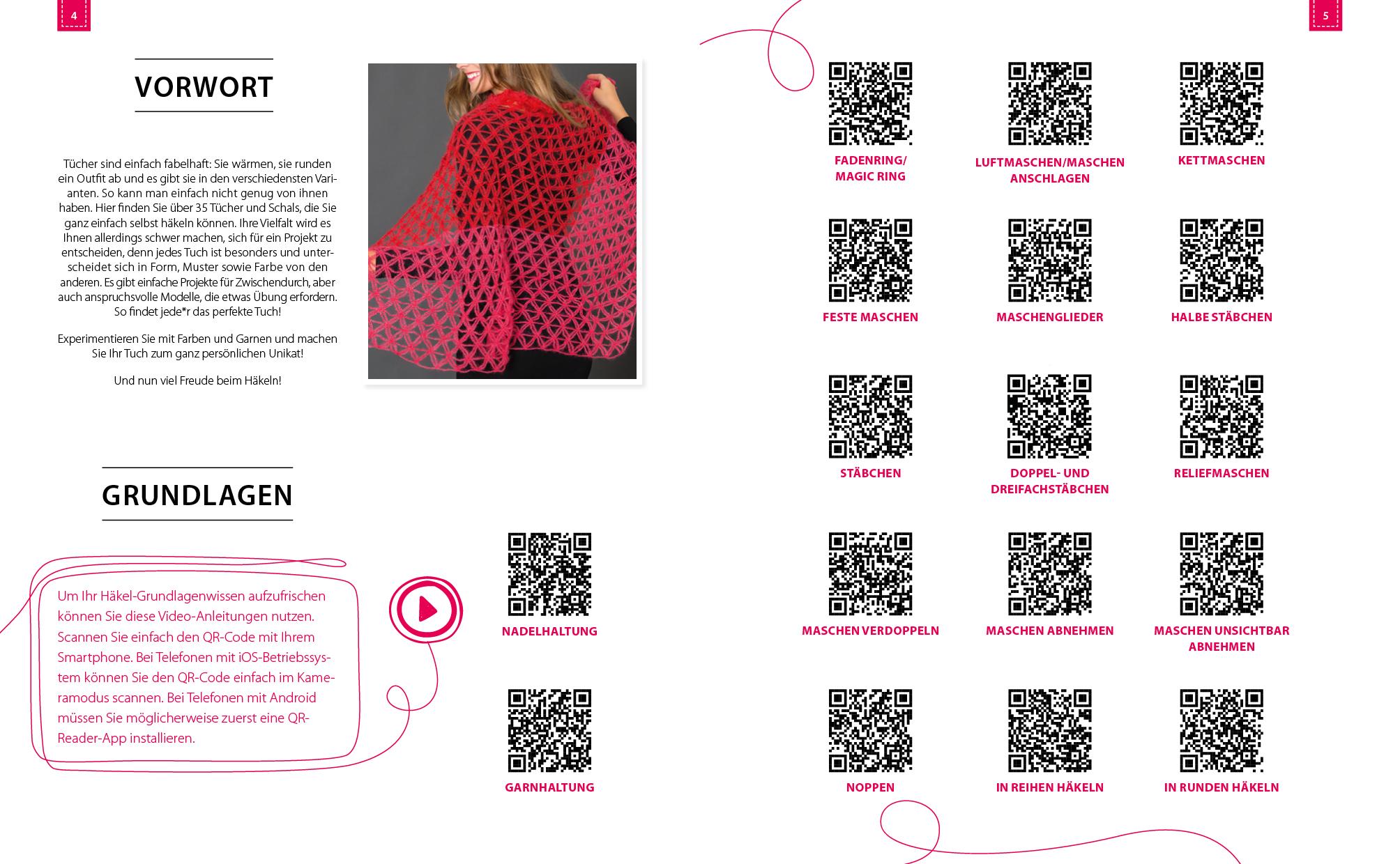 Beispielinhalt (Bild) Häkeln kompakt - Tücher häkeln. Mit Video-Anleitungen zu allen Grundtechniken