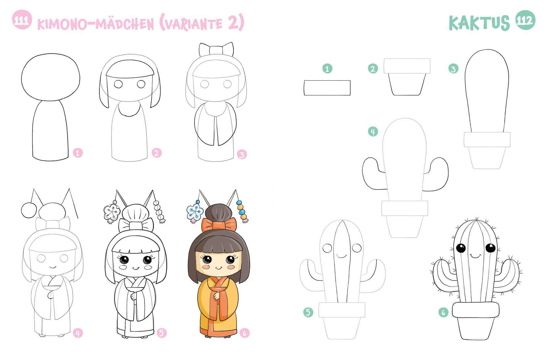 Beispielinhalt (Bild) 300 Motive zeichnen - Kawaii