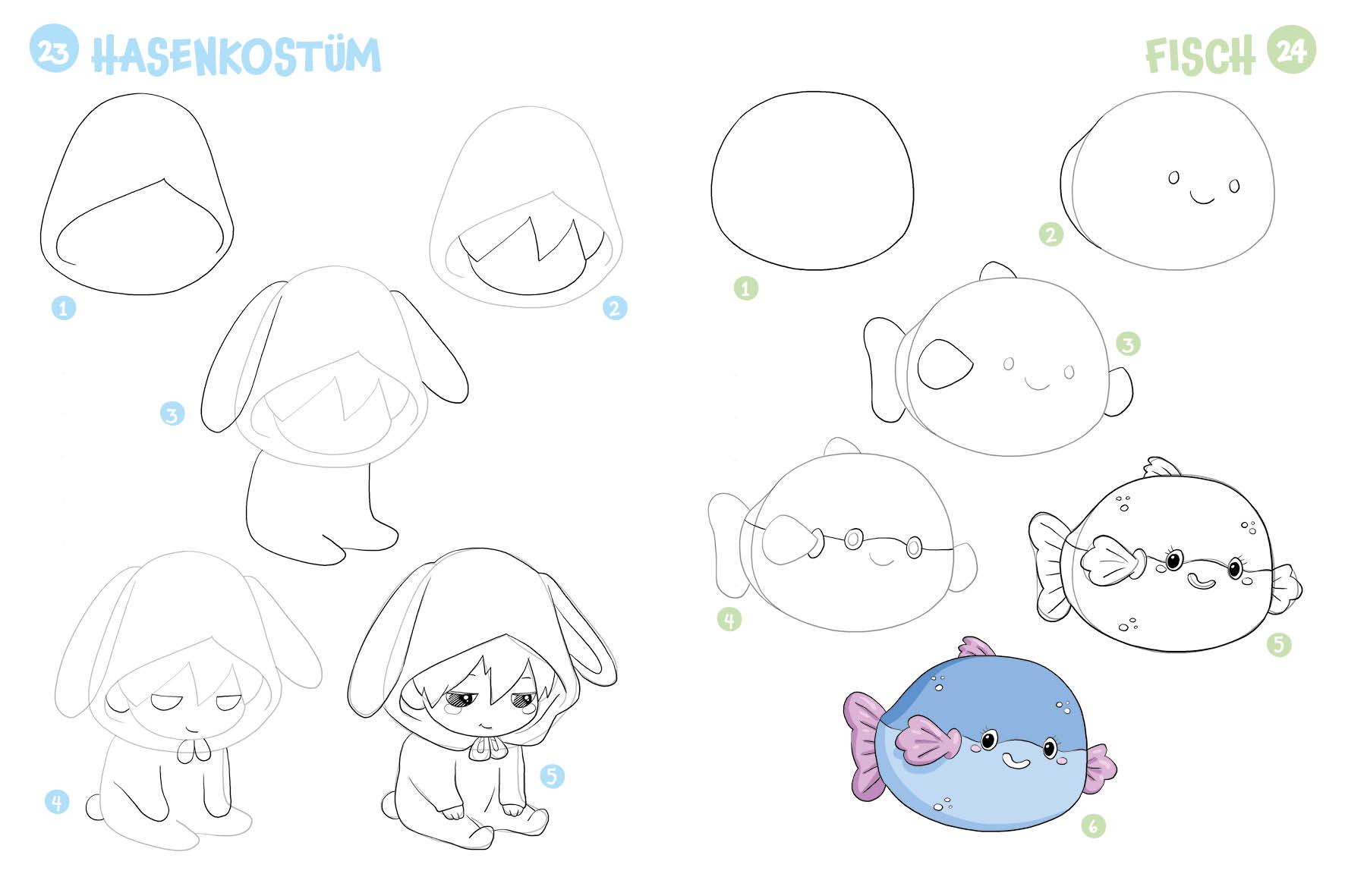 Beispielinhalt (Bild) 300 Motive zeichnen - Kawaii