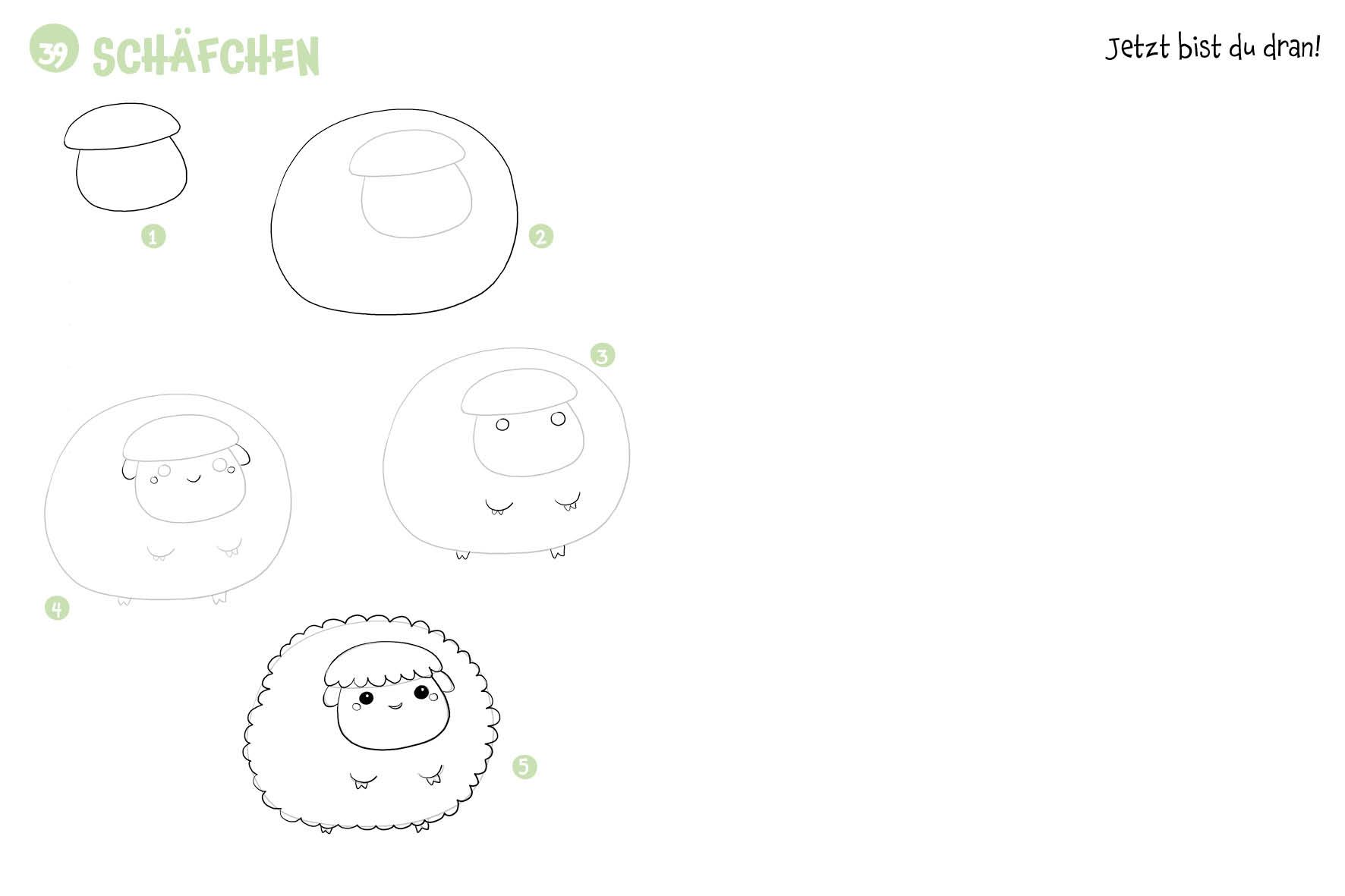 Beispielinhalt (Bild) 300 Motive zeichnen - Kawaii