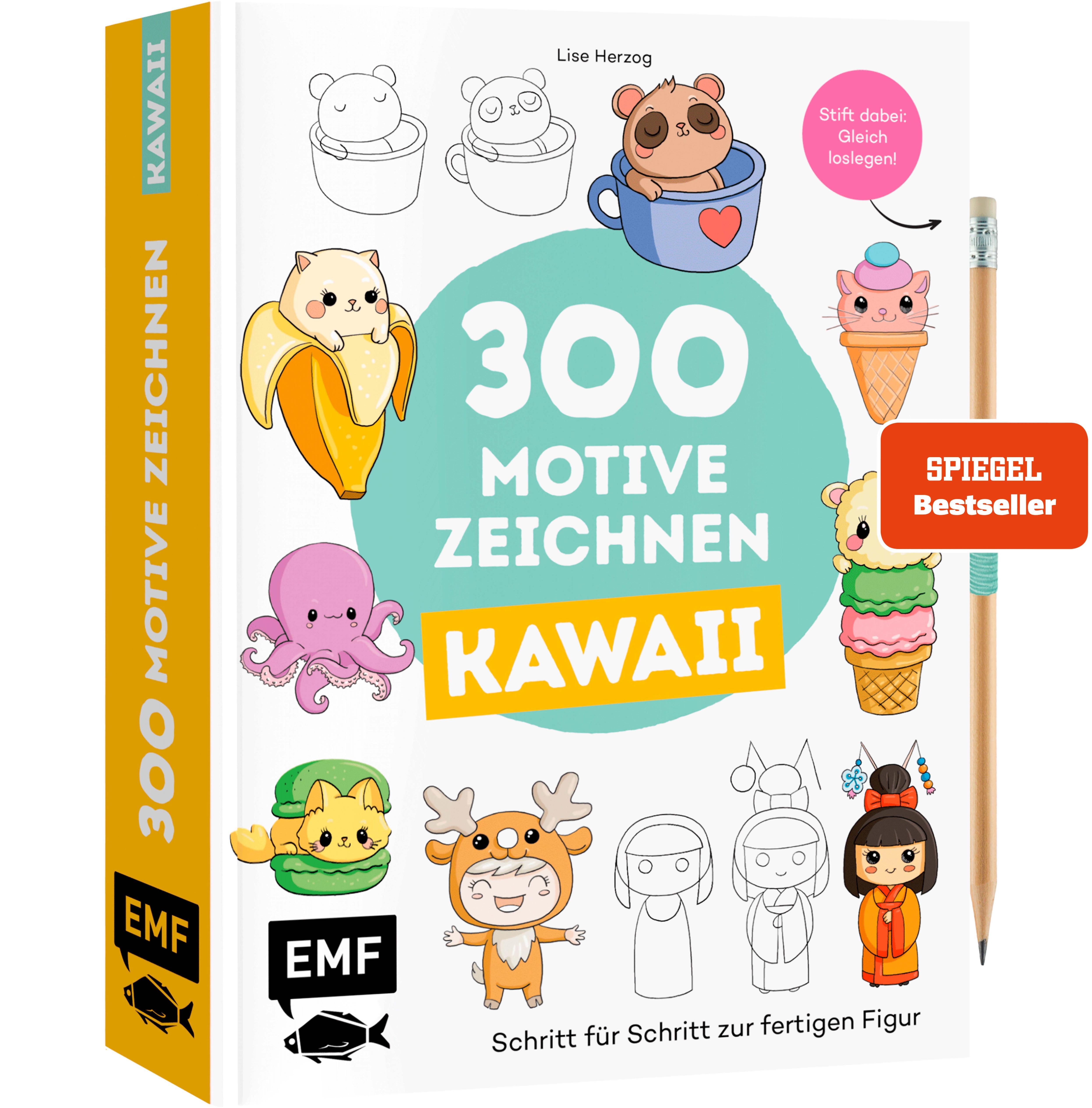 Vorderes Coverbild 300 Motive zeichnen - Kawaii