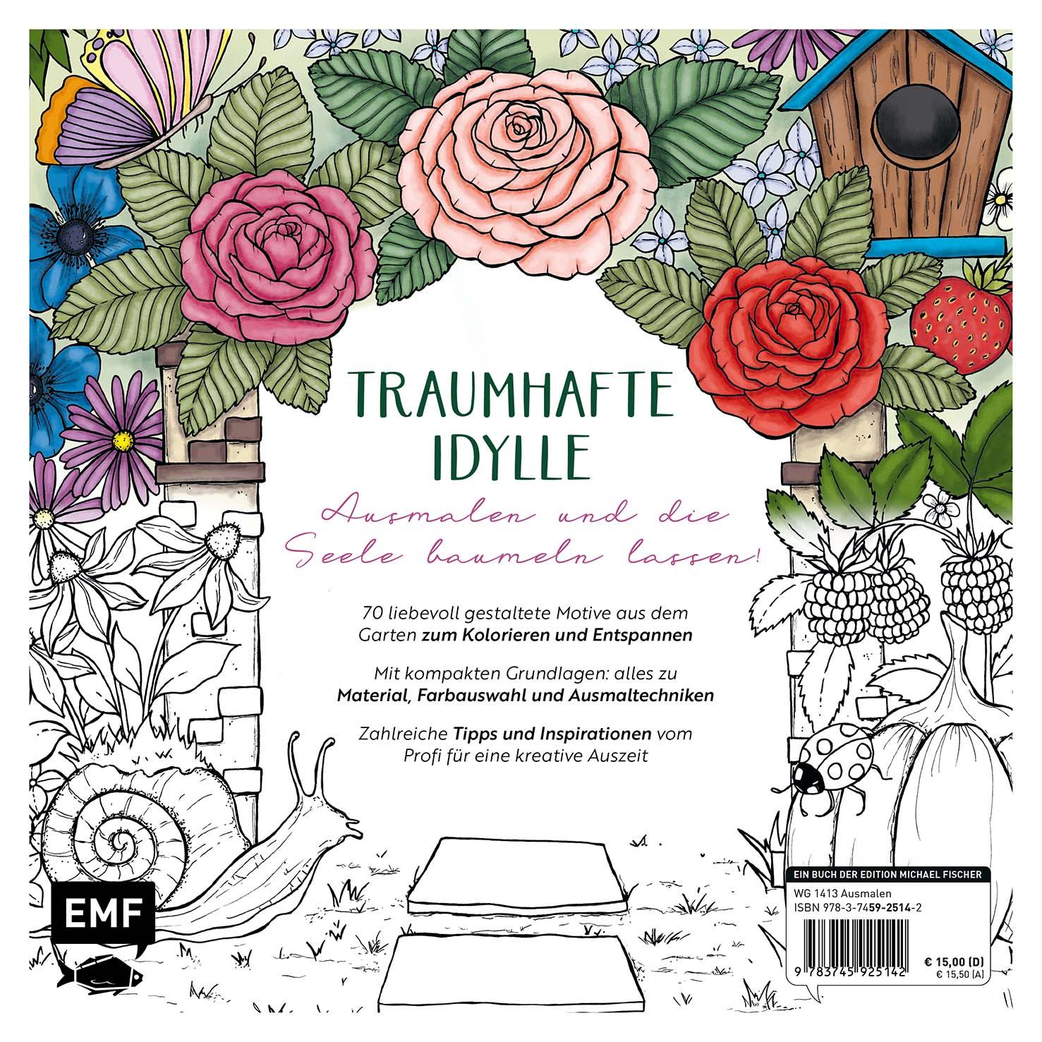 Rückseitencover Gartenparadies - Florale Motive und Tiere ausmalen
