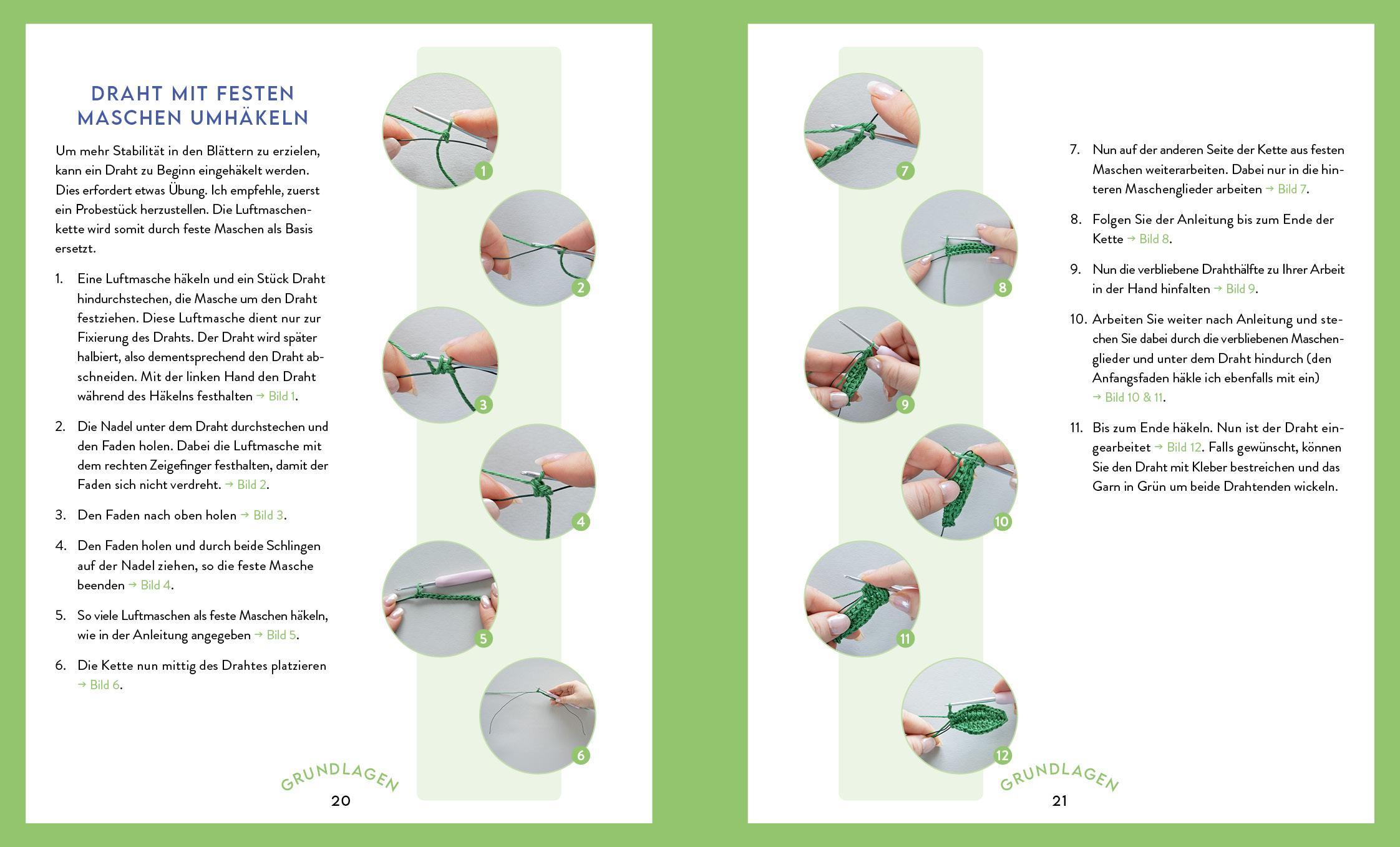 Beispielinhalt (Bild) Mein bunter Häkelgarten - 100 wunderschöne Blumen und Blüten häkeln zum Dekorieren und Verschenken