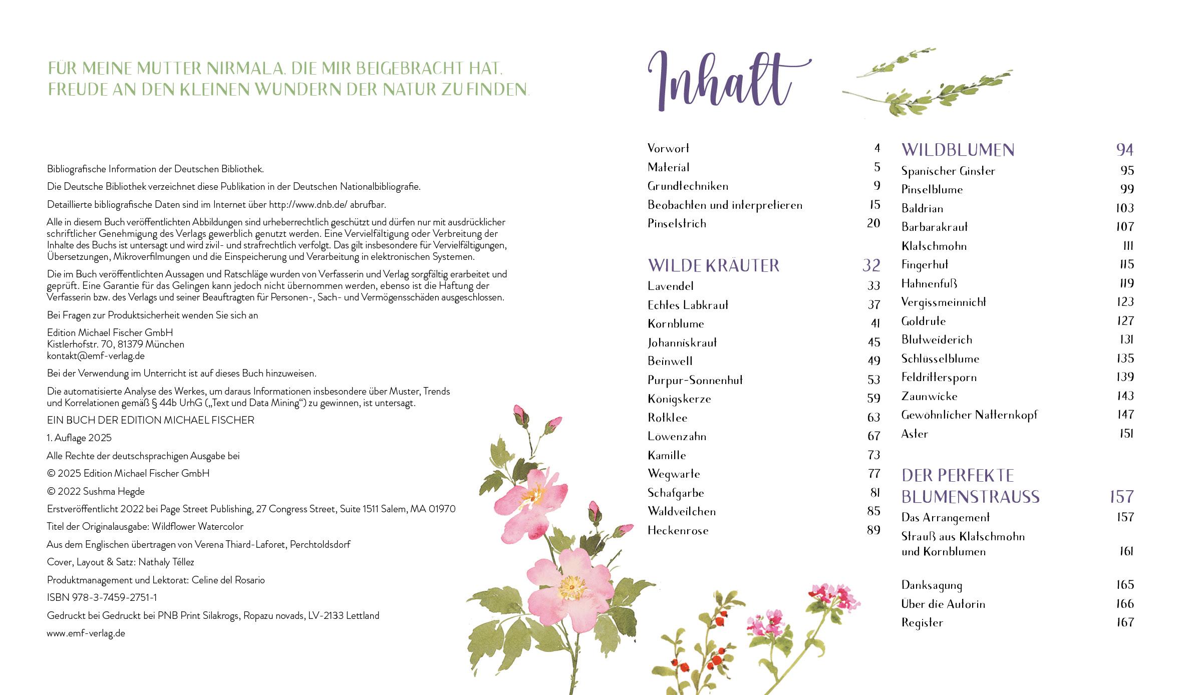 Beispielinhalt (Bild) Wildflower Watercolor - Blumen-Aquarelle malen